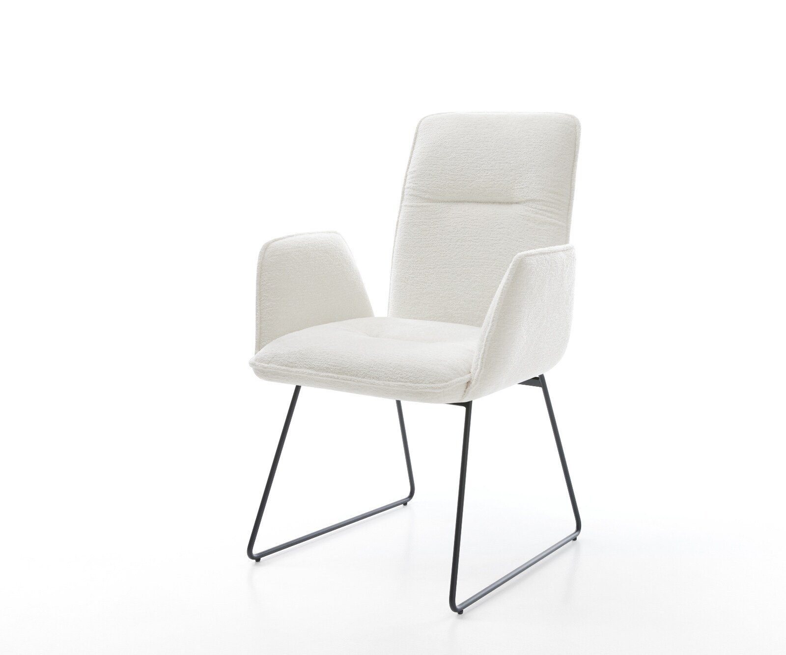 Eetkamerstoel Vinja-Flex bouclé zacht beige slipframe zwart 1