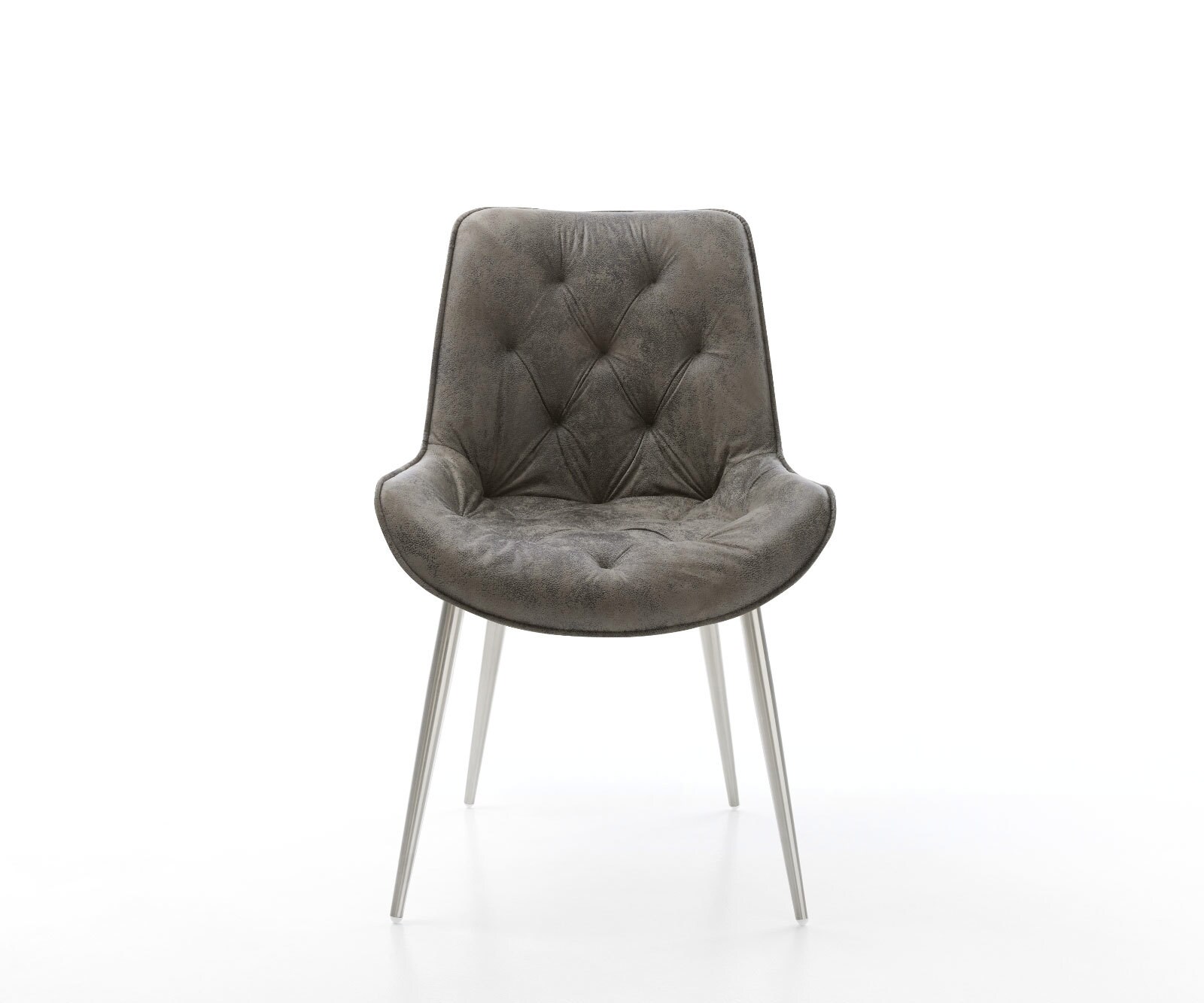 Eetkamerstoel Taimi-Flex microvelours grijs antiek 4-poot conisch roestvrij staal 2 Eetkamerstoel Taimi-Flex microvelours grijs antiek 4-poot conisch roestvrij staal 2