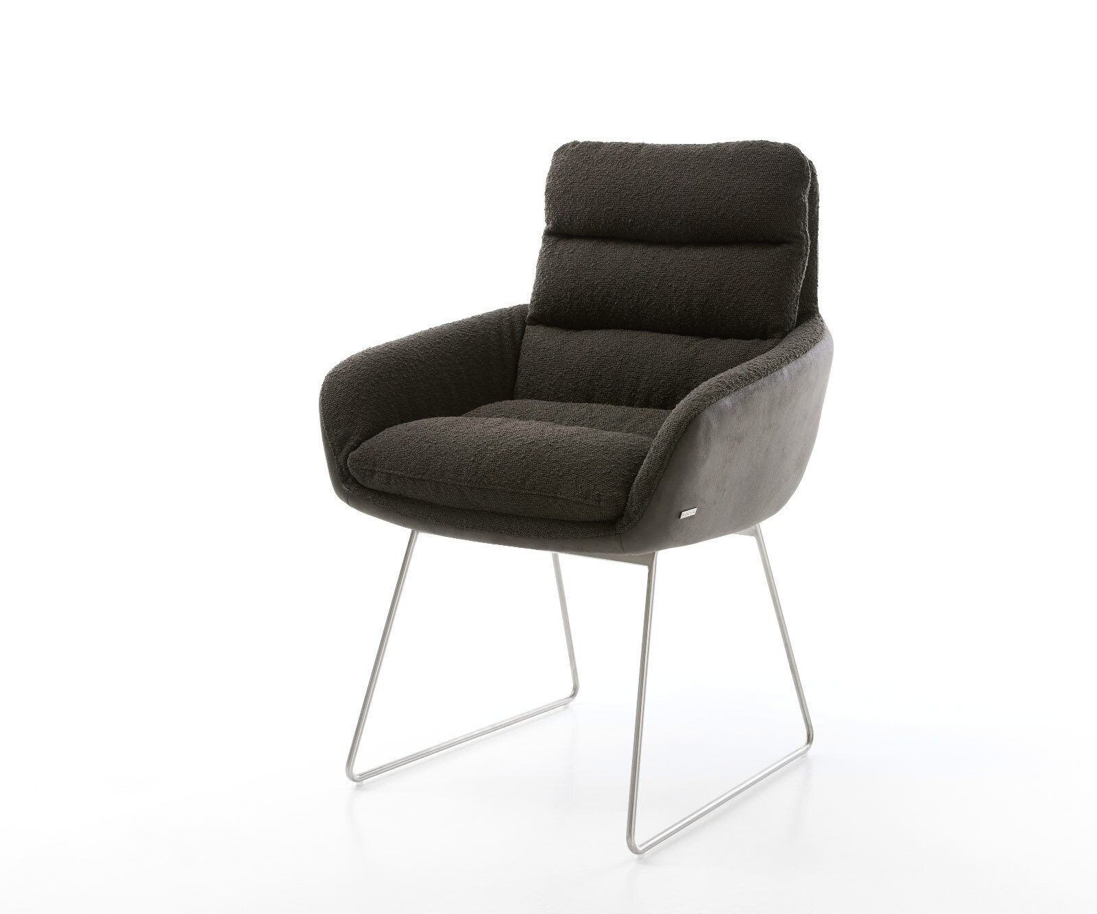 Eetkamerstoel Abelia-Flex met armleuning materiaalmix zwart slipframe roestvrij staal Eetkamerstoel Abelia-Flex met armleuning materiaalmix zwart slipframe roestvrij staal