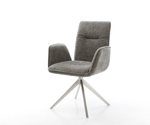 Draaistoel Vinja-Flex bouclé zacht mud kruisframe breed roestvrij staal 360° draaibaar rocker-functie