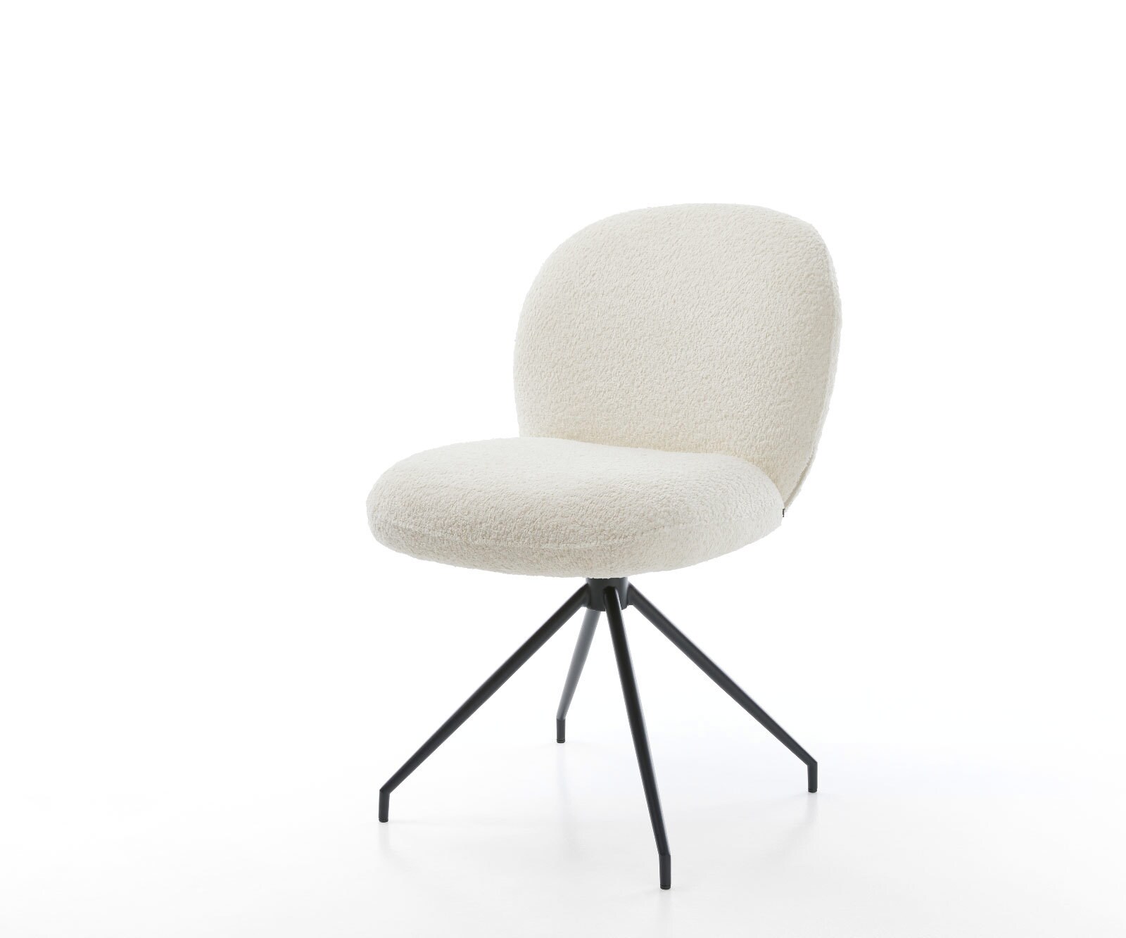 Draaistoel Nube-Flex bouclé wit kruisframe conisch zwart 180° draaibaar pocketveer kern
