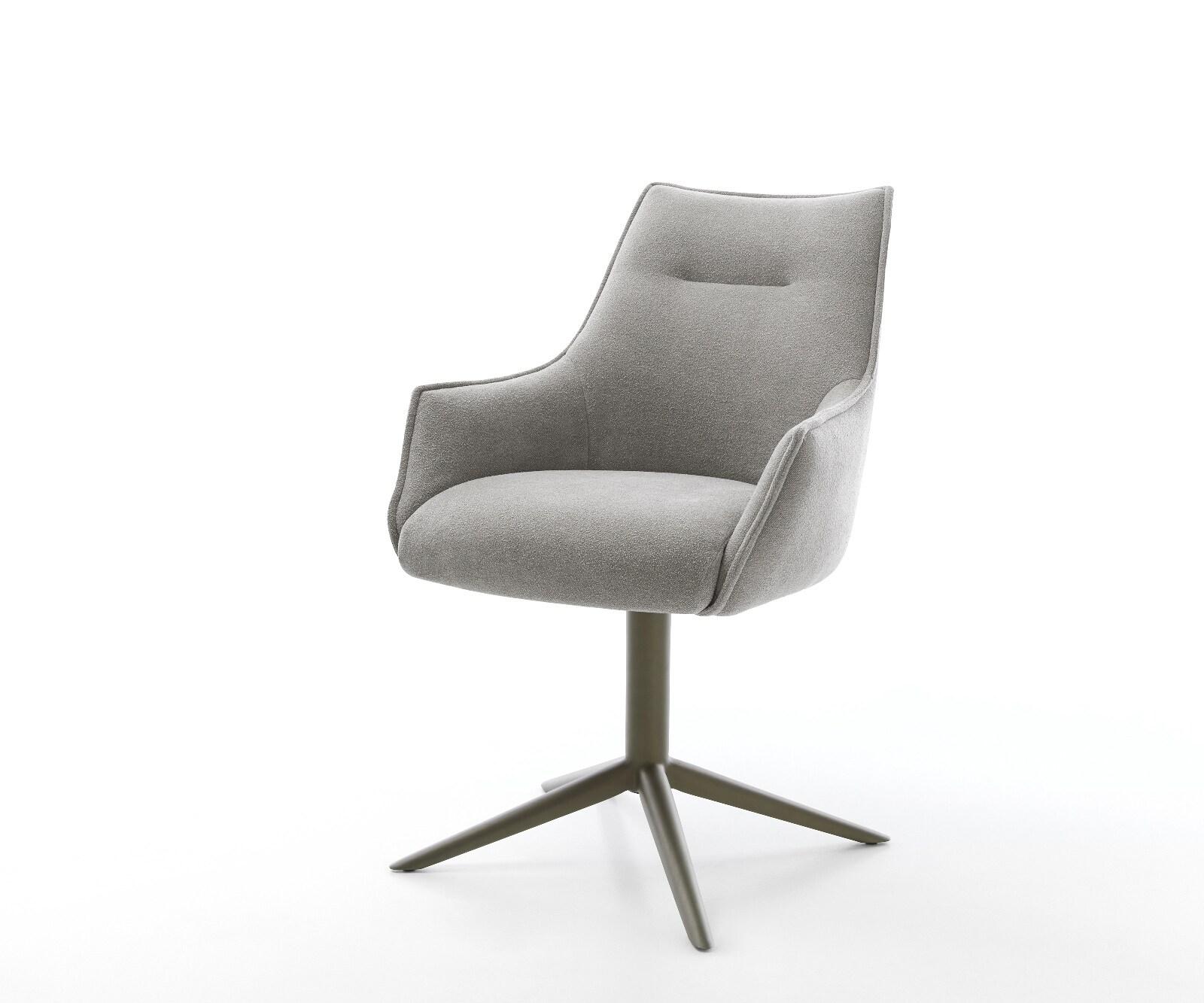 Draaistoel Alja-Flex met armleuning zachte stof met structuur grijs kruispoot afwerking met titanium 360° draaibaar rocker-functie pocketveer kern
