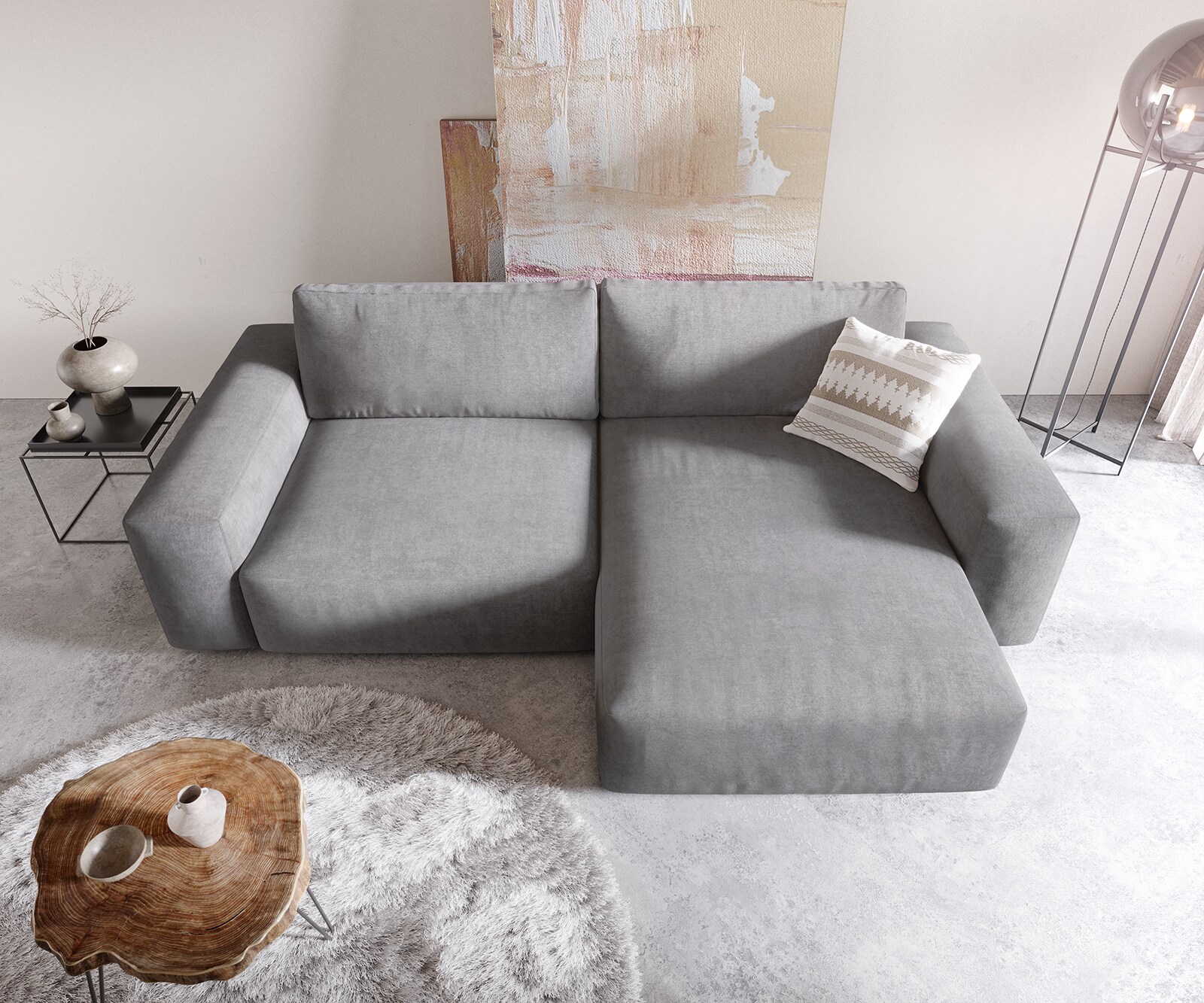 Hoekbank Lanzo XL 270x180 cm microvezel Grijs Variabele rugleuning 3 Hoekbank Lanzo XL 270x180 cm microvezel Grijs Variabele rugleuning 3