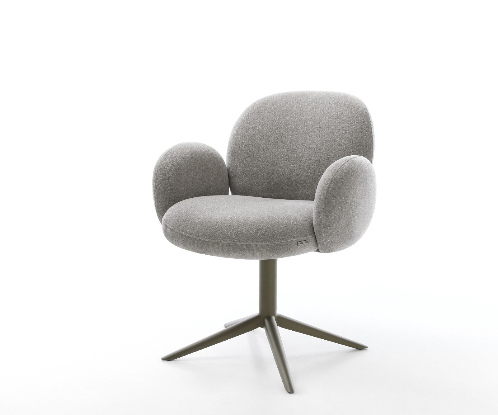 Draaistoel Nube-Flex met armleuning zachte stof met structuur grijs kruispoot afwerking met titanium 360° draaibaar rocker-functie pocketveer kern 1