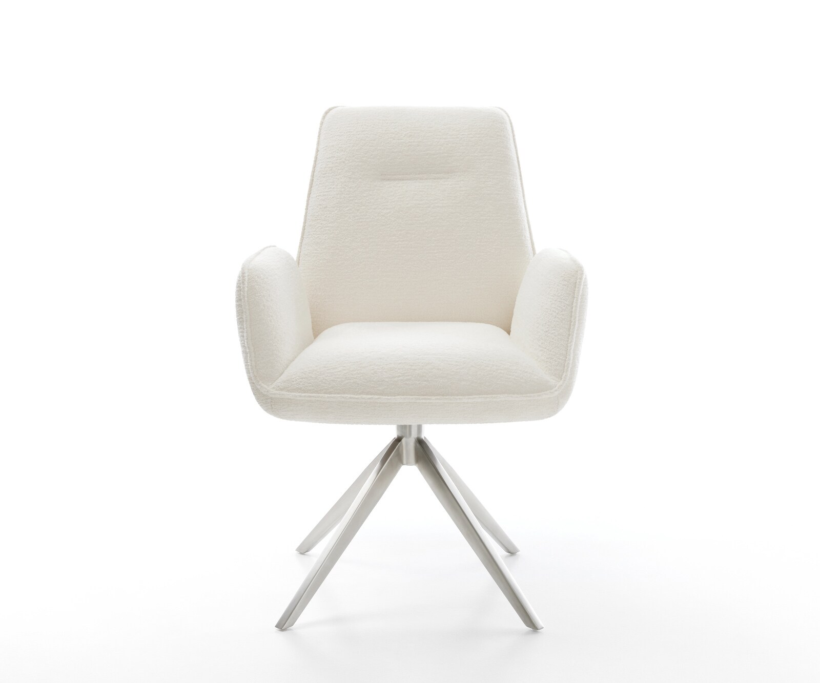 Draaistoel Zoa-Flex bouclé zacht beige kruisframe breed roestvrij staal 360° draaibaar rocker-functie pocketveer kern 2