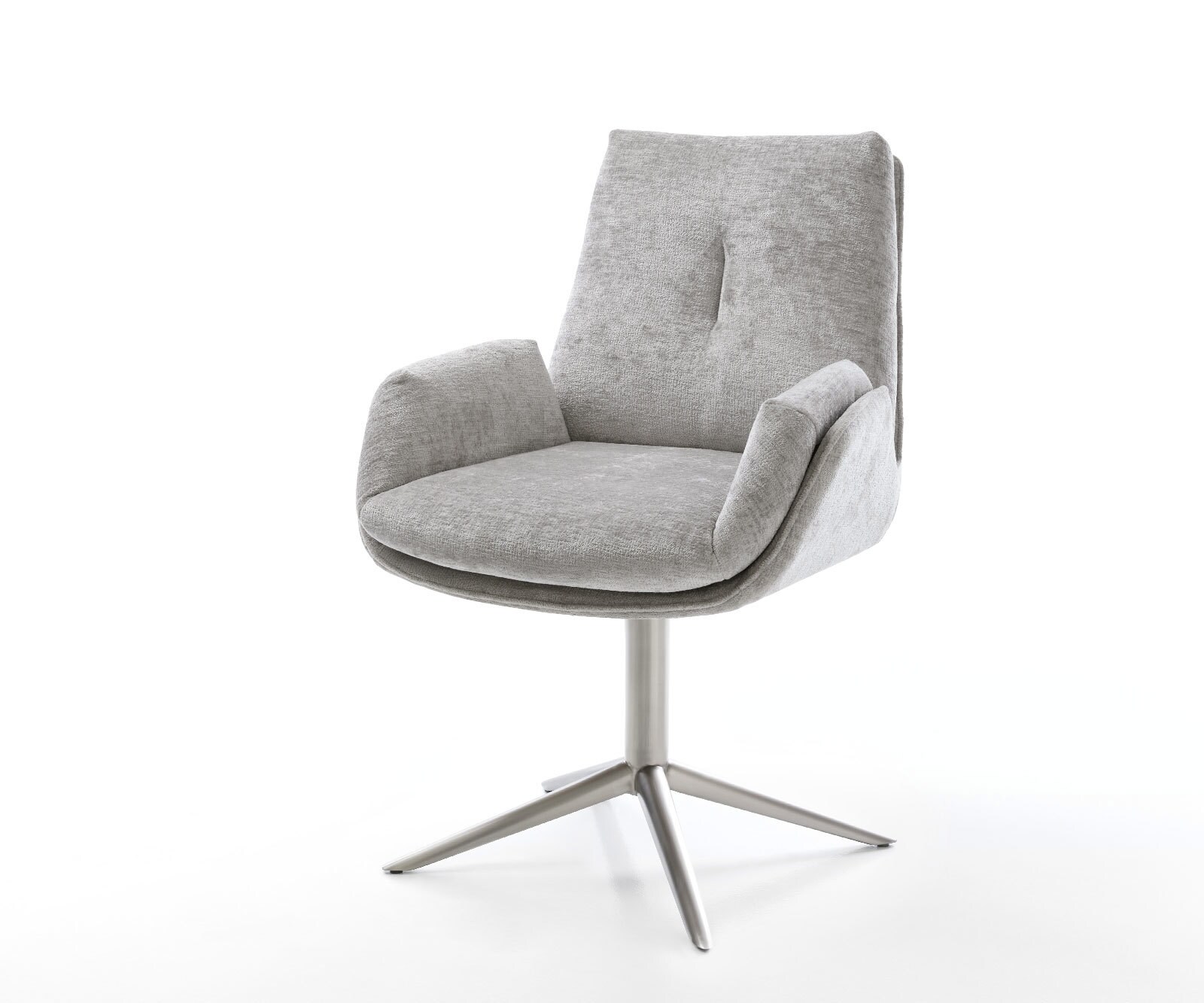 Draaistoel Clea-Flex chenille zilver grijs kruispoot roestvrij staal 360° draaibaar rocker-functie 1