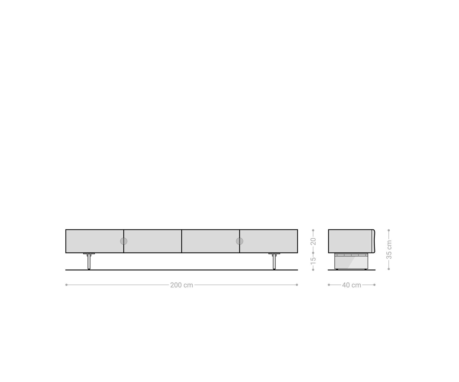 Tv-meubel New Live-Edge 200 cm eiken natuur 4 deuren glasplaat 4