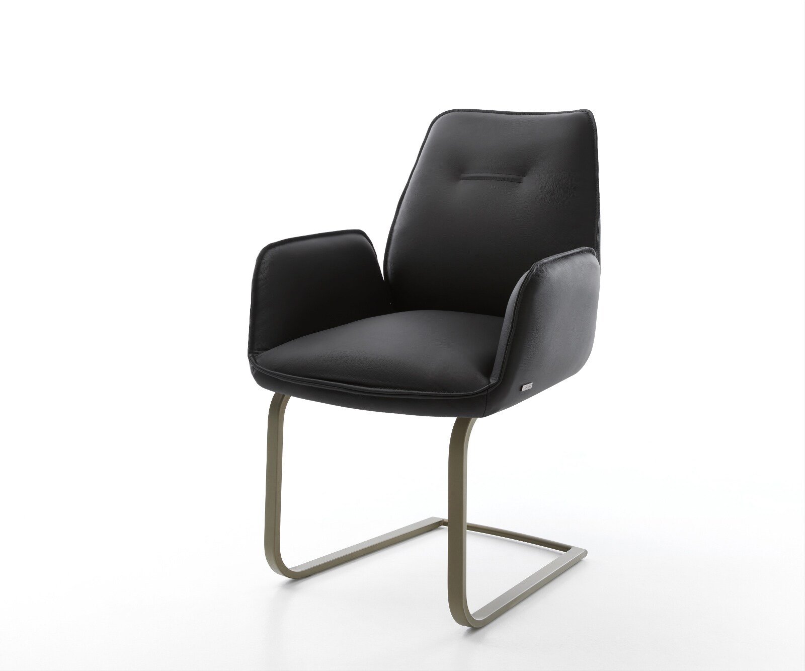 Sledemodel Zoa-Flex echt leer zwart sledemodel vlak afwerking met titanium