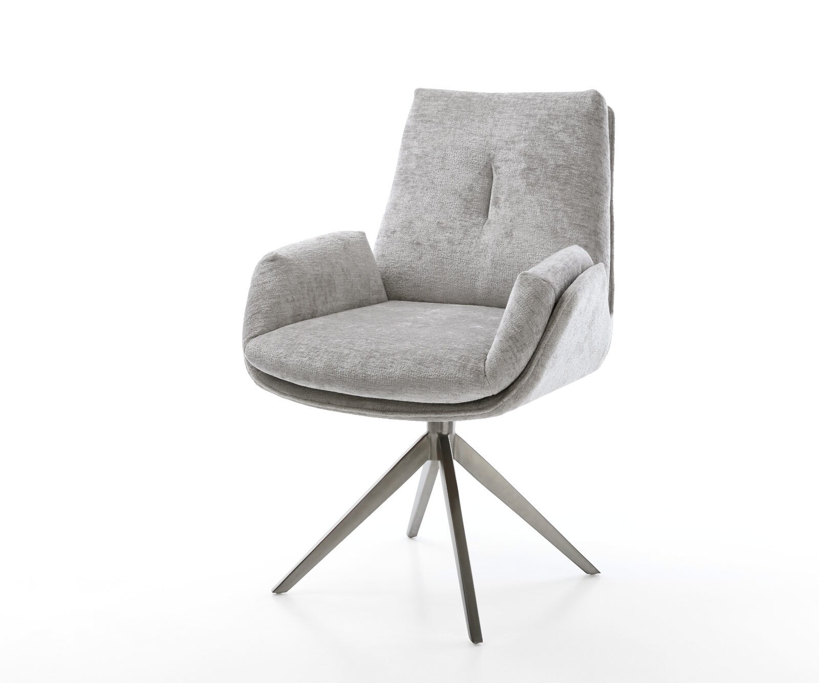 Draaistoel Clea-Flex chenille zilver grijs kruisframe breed grafiet 360° draaibaar rocker-functie 1