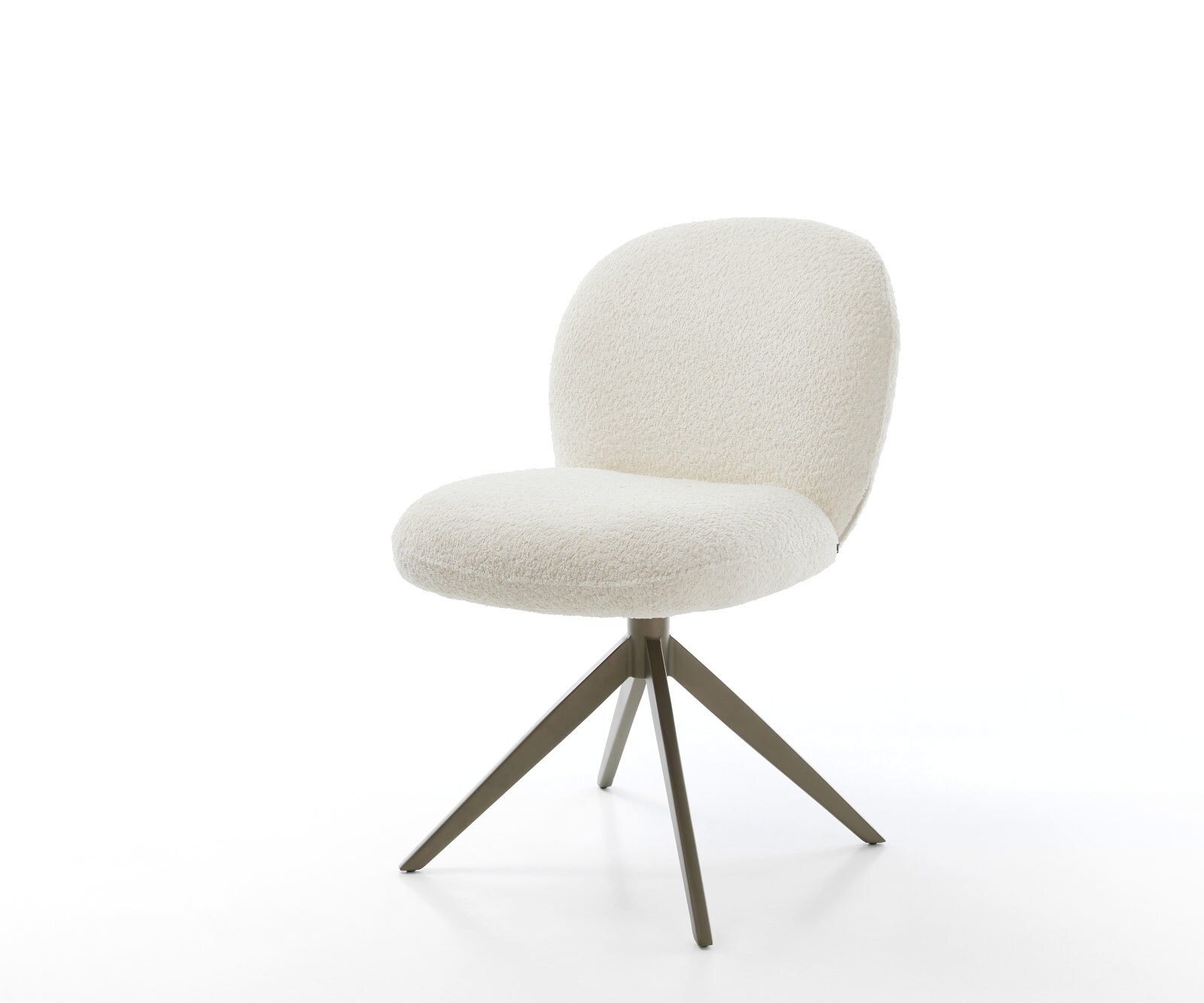 Draaistoel Nube-Flex bouclé wit kruisframe breed afwerking met titanium 360° draaibaar rocker-functie pocketveer kern