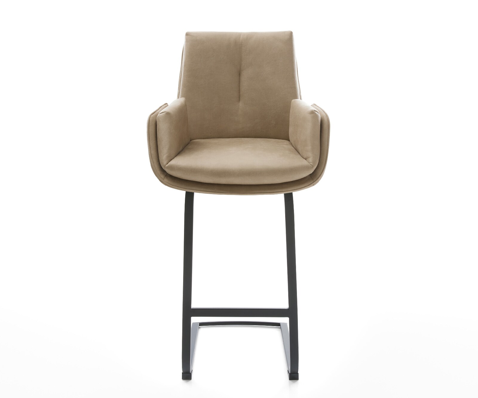 Barstoel Clea-Flex Microvezel Beige Vintage Vrijkantelframe plat metaal Zwart 1