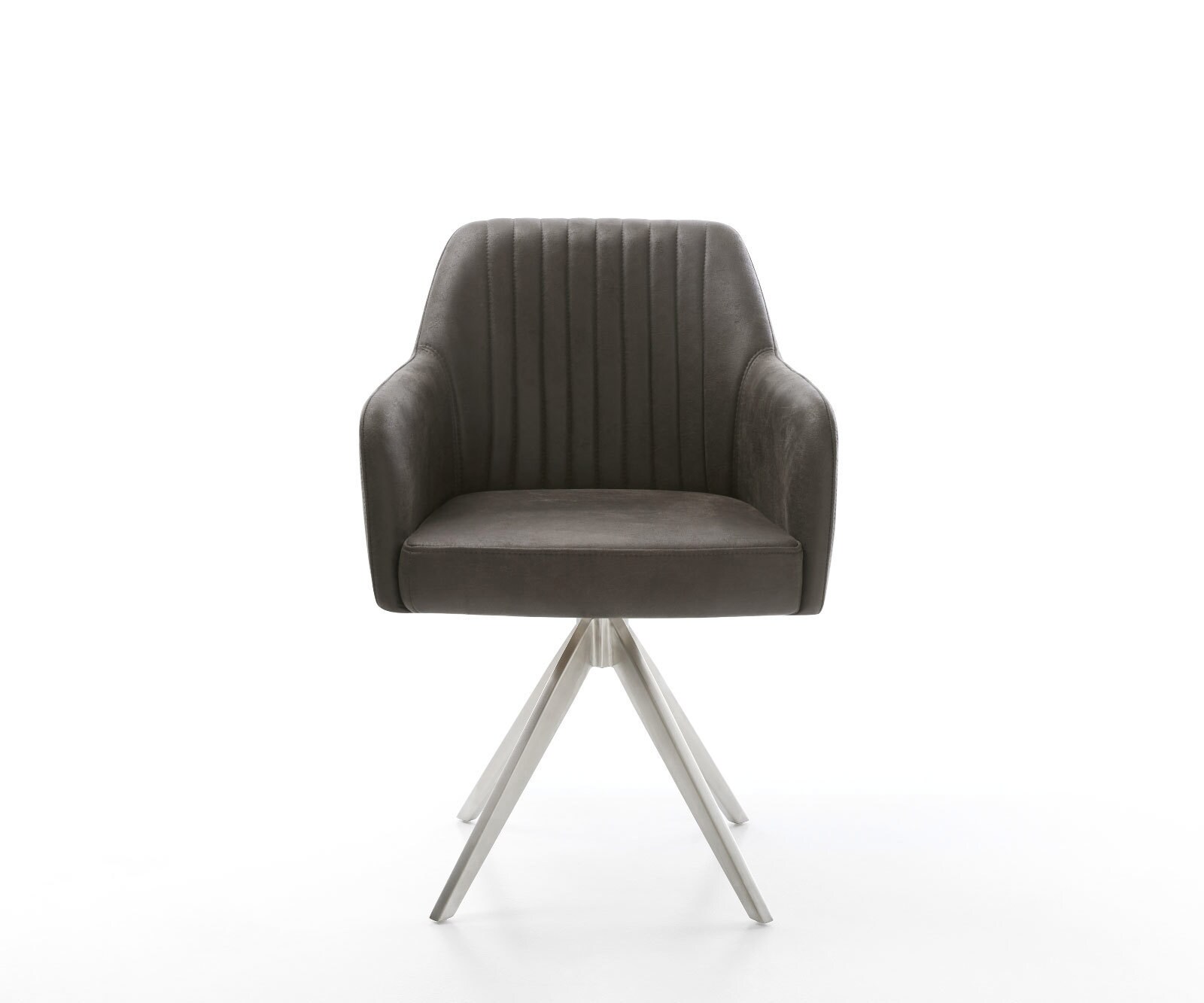 Eetkamerstoel Greg-Flex microvelours antraciet vintage kruisframe hoekig roestvrij staal pocketveer kern 2