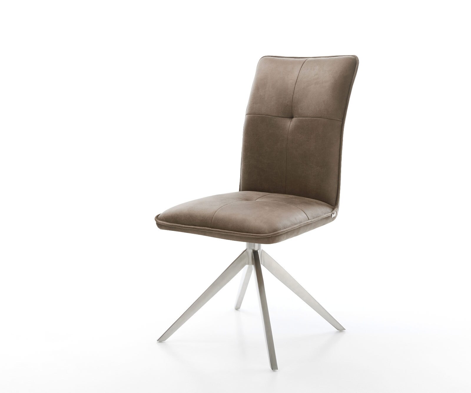 Draaistoel Maddy-Flex microvelours taupe vintage kruisframe breed roestvrij staal 360° draaibaar rocker-functie 1