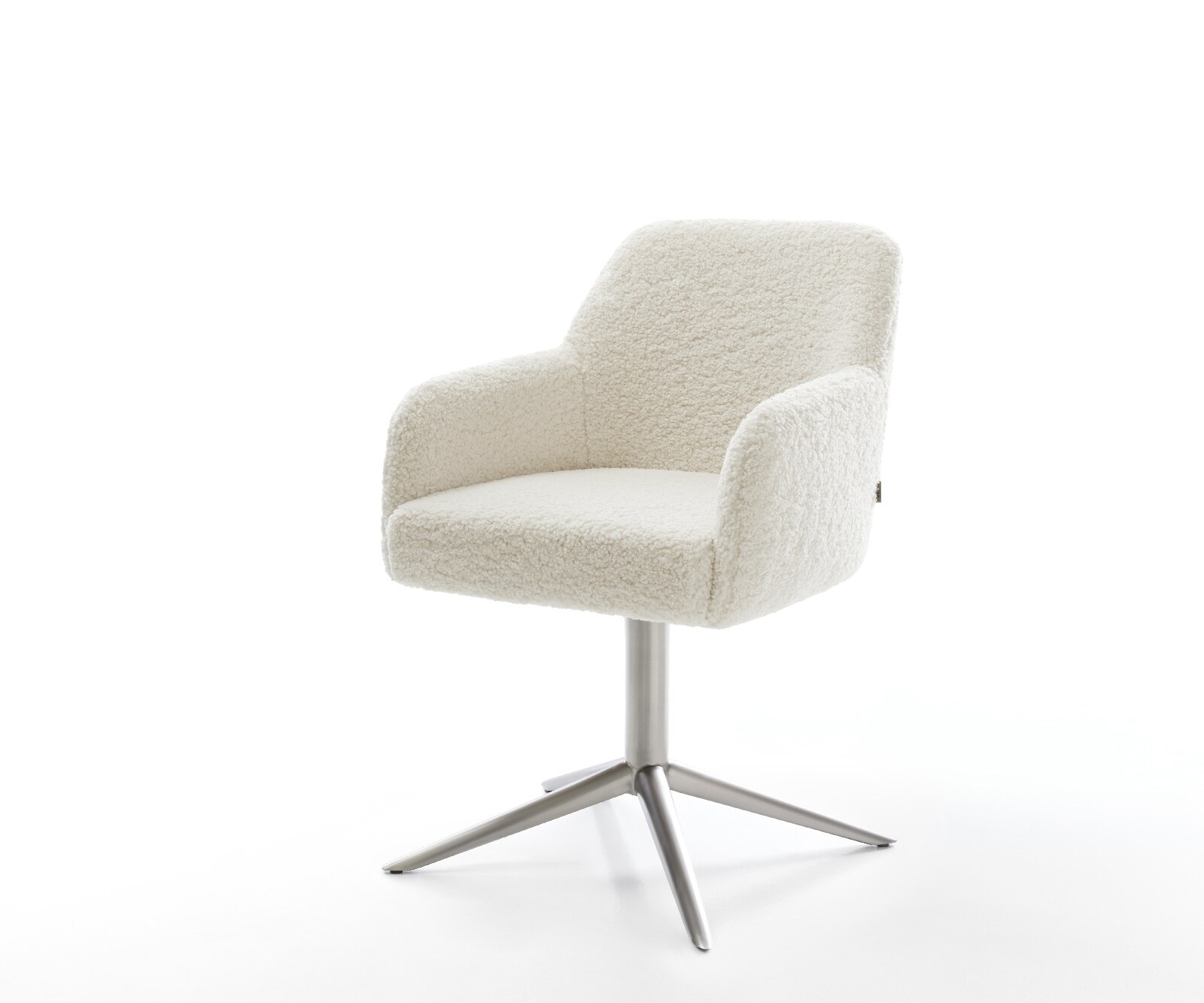 Draaistoel Greg-Flex teddy beige kruispoot roestvrij staal 360° draaibaar rocker-functie pocketveer kern 1