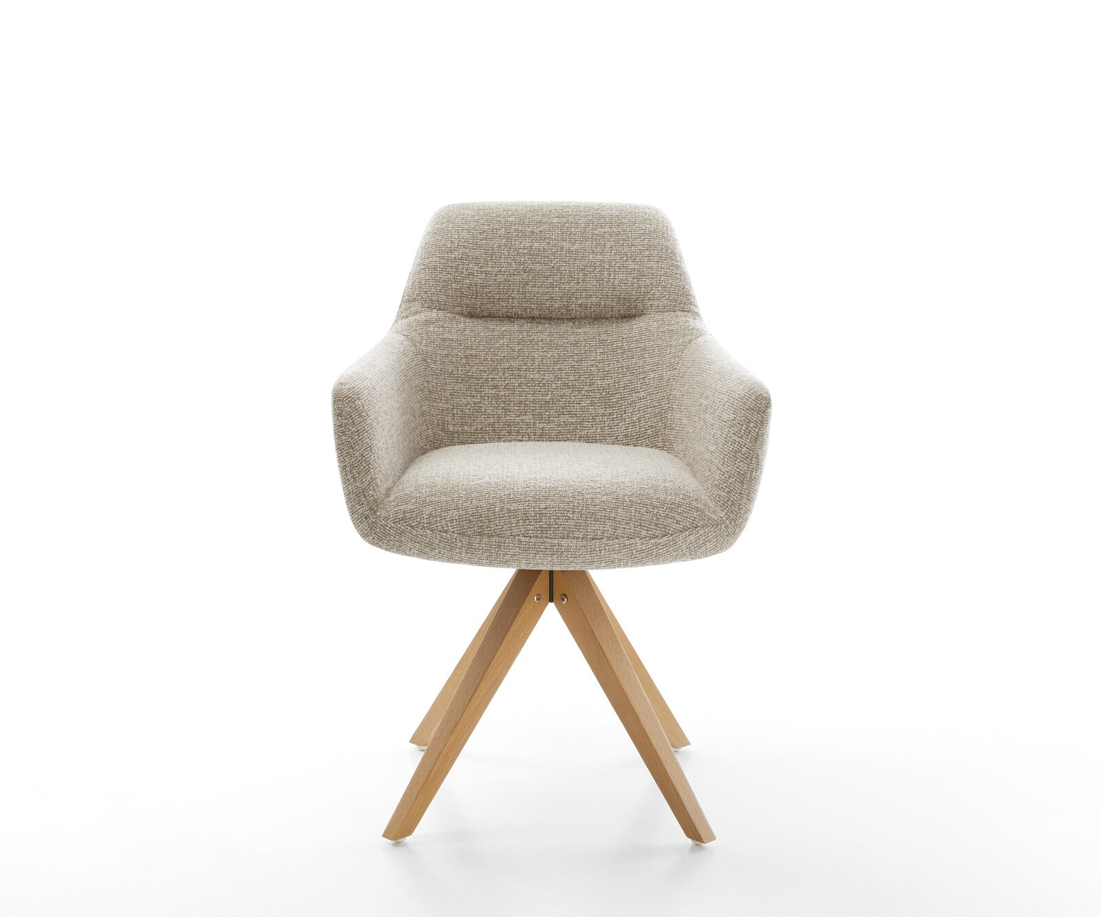 Draaistoel Pejo-Flex geweven stof beige houten frame hoekig natuur 360° draaibaar pocketveer kern 2