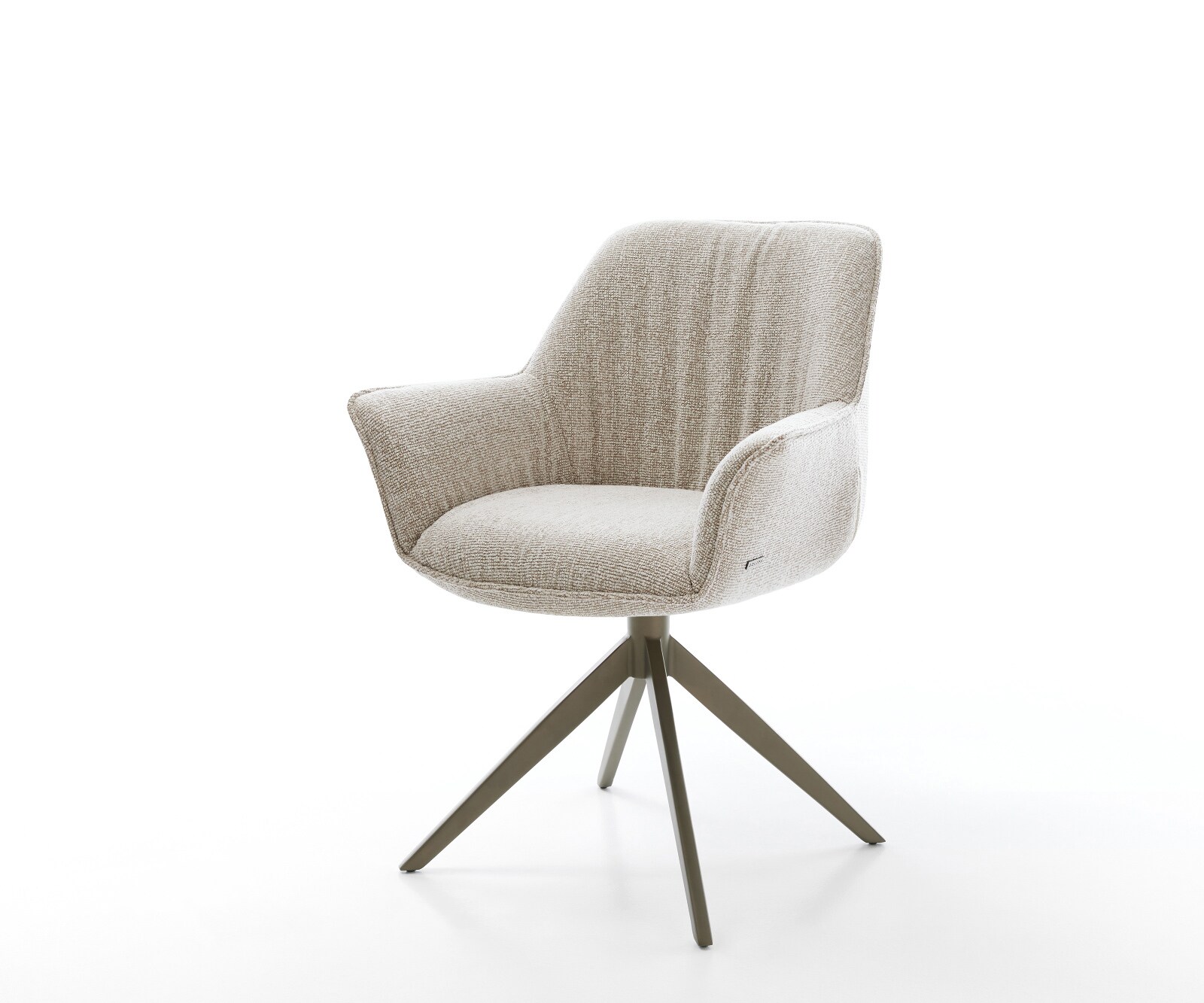 Draaistoel Keila-Flex met armleuning geweven stof beige kruisframe breed afwerking met titanium 360° draaibaar rocker-functie 1