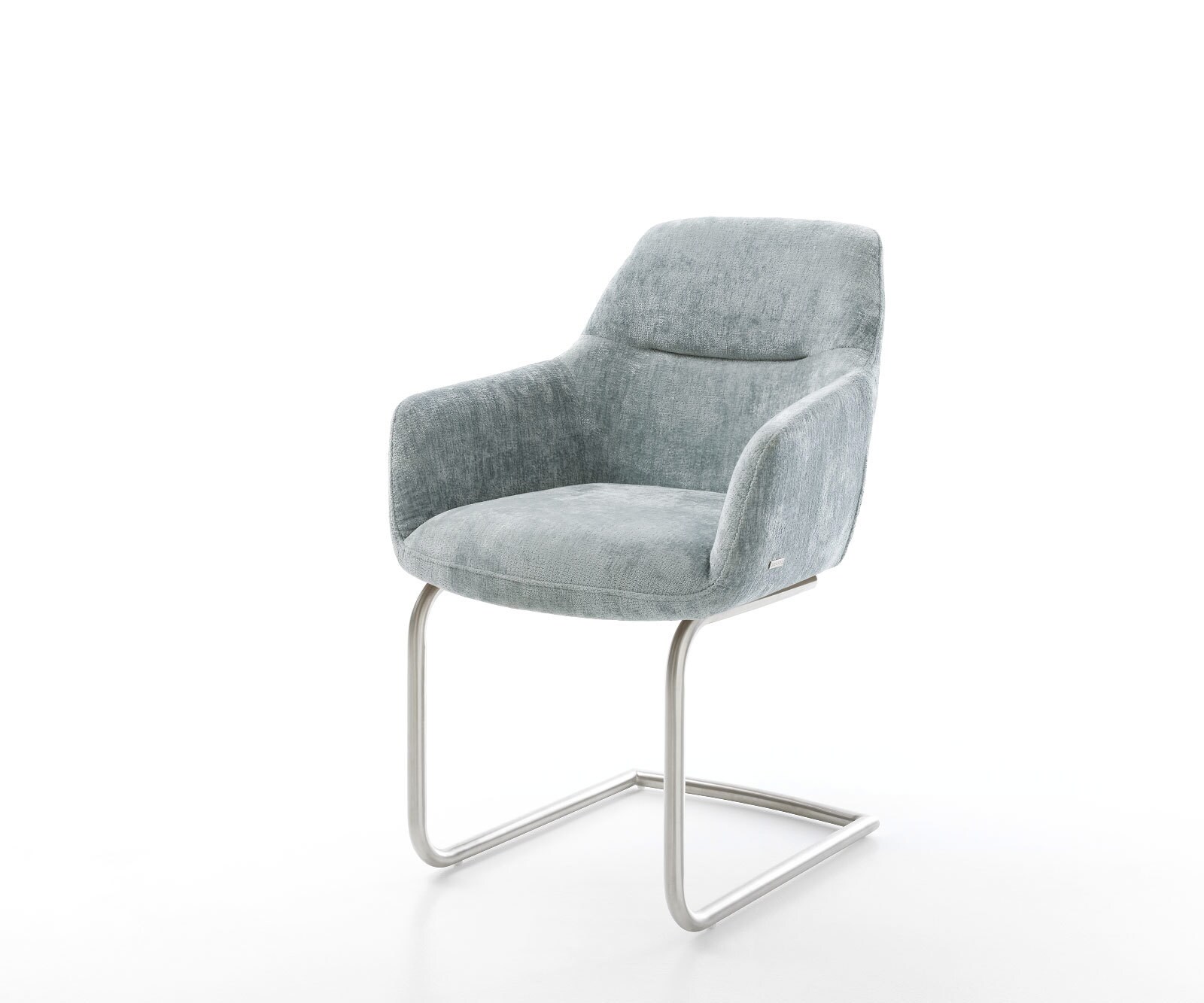 Sledemodel Pejo-Flex chenille pastelblauw sledemodel rond roestvrij staal pocketveer kern 1