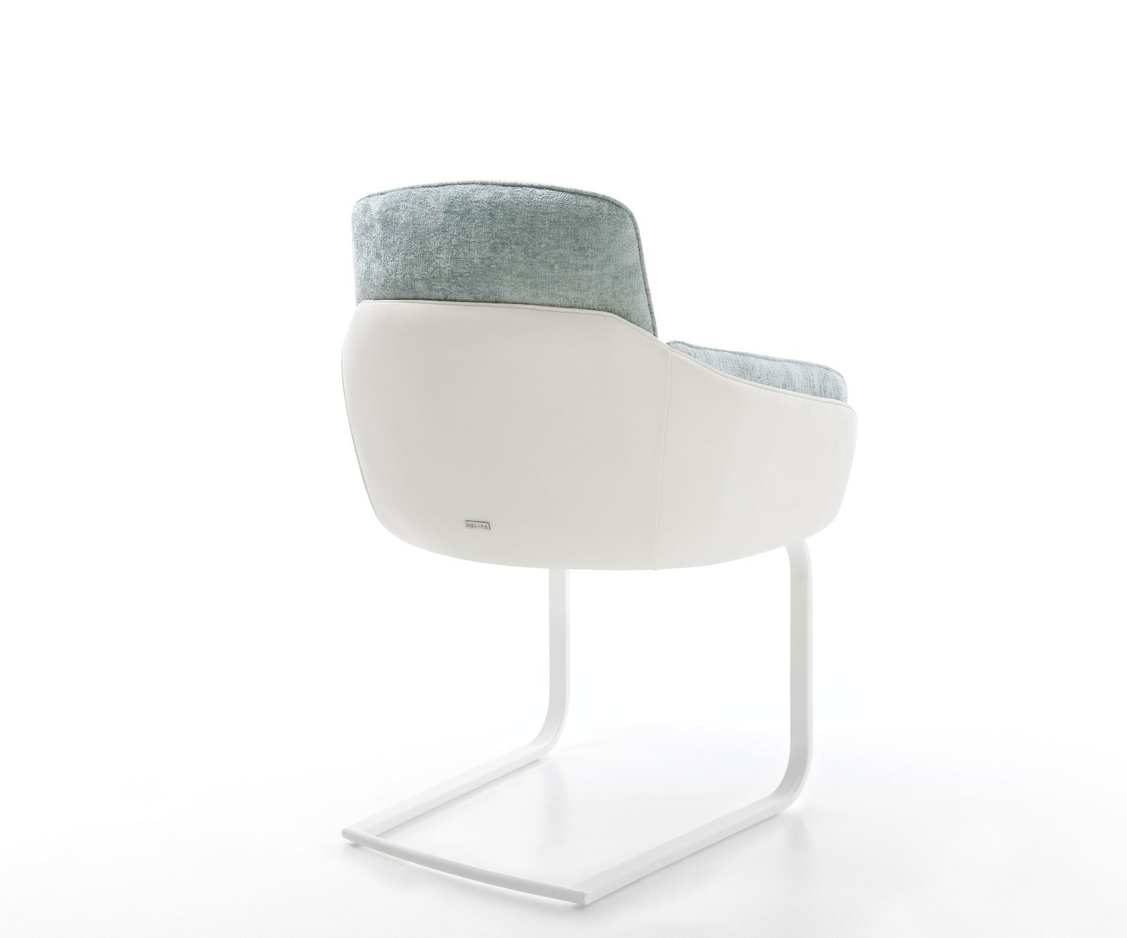 Sledemodel Luan-Flex met armleuning materiaalmix echt leer wit-pastelblauw sledemodel vlak wit 4 Sledemodel Luan-Flex met armleuning materiaalmix echt leer wit-pastelblauw sledemodel vlak wit 4