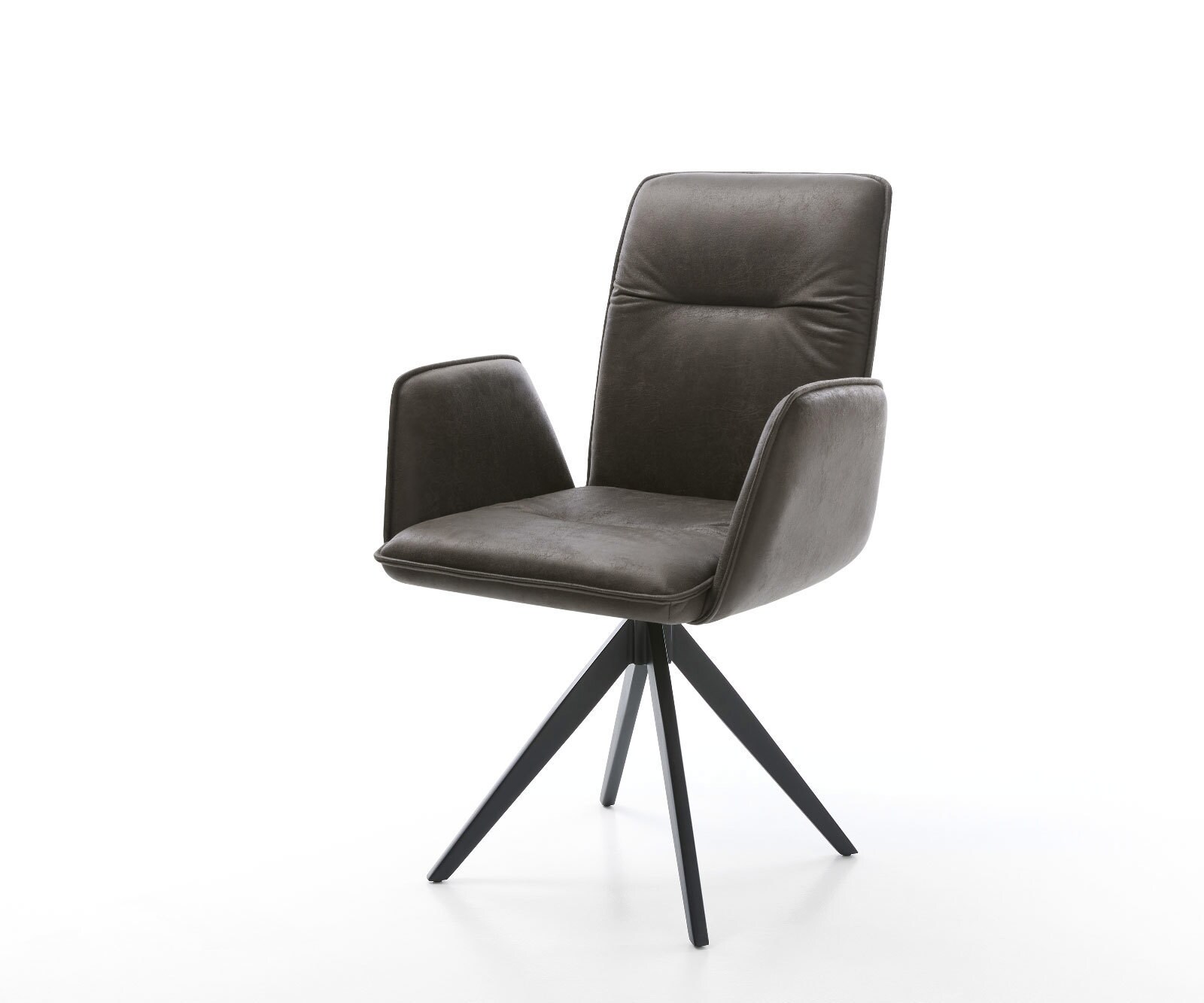 Eetkamerstoel Vinja-Flex microvelours antraciet vintage kruisframe hoekig zwart