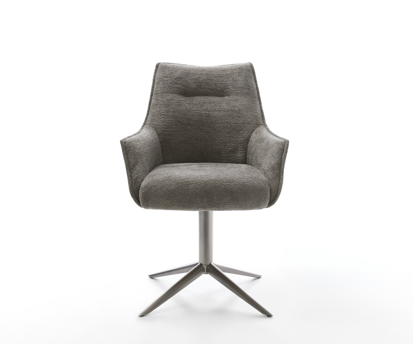 Draaistoel Alja-Flex met armleuning bouclé zacht mud kruispoot grafiet 360° draaibaar rocker-functie pocketveer kern 2