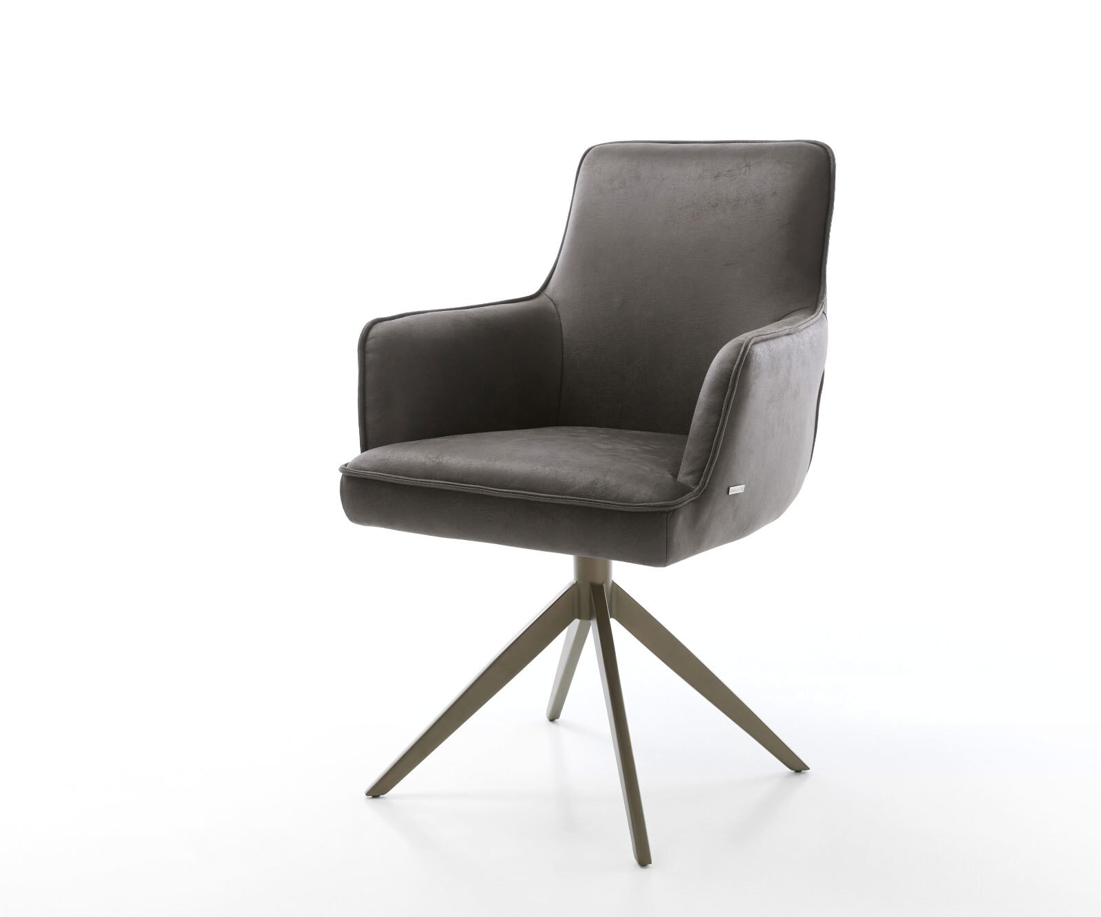 Draaistoel Heira-Flex met armleuning microvelours antraciet vintage kruisframe breed afwerking met titanium 360° draaibaar rocker-functie pocketveer kern