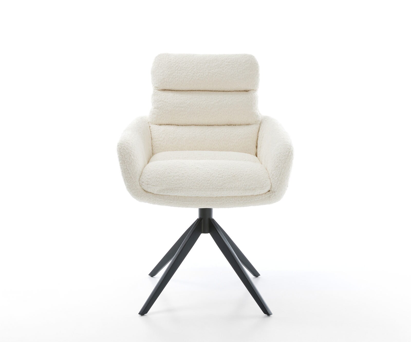 Draaistoel Abelia-Flex met armleuning bouclé wit kruisframe breed zwart 360° draaibaar rocker-functie 1 Draaistoel Abelia-Flex met armleuning bouclé wit kruisframe breed zwart 360° draaibaar rocker-functie 1