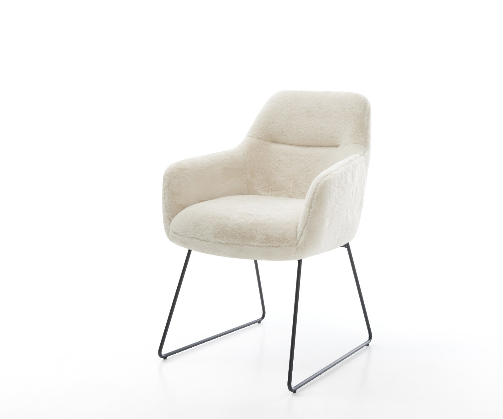 Eetkamerstoel Pejo-Flex pluchen crème-wit slipframe zwart pocketveer kern