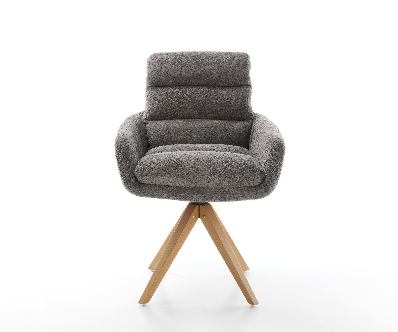 Eetkamerstoel Abelia-Flex met armleuning bouclé grijs houten frame hoekig natuur 1 Eetkamerstoel Abelia-Flex met armleuning bouclé grijs houten frame hoekig natuur 1