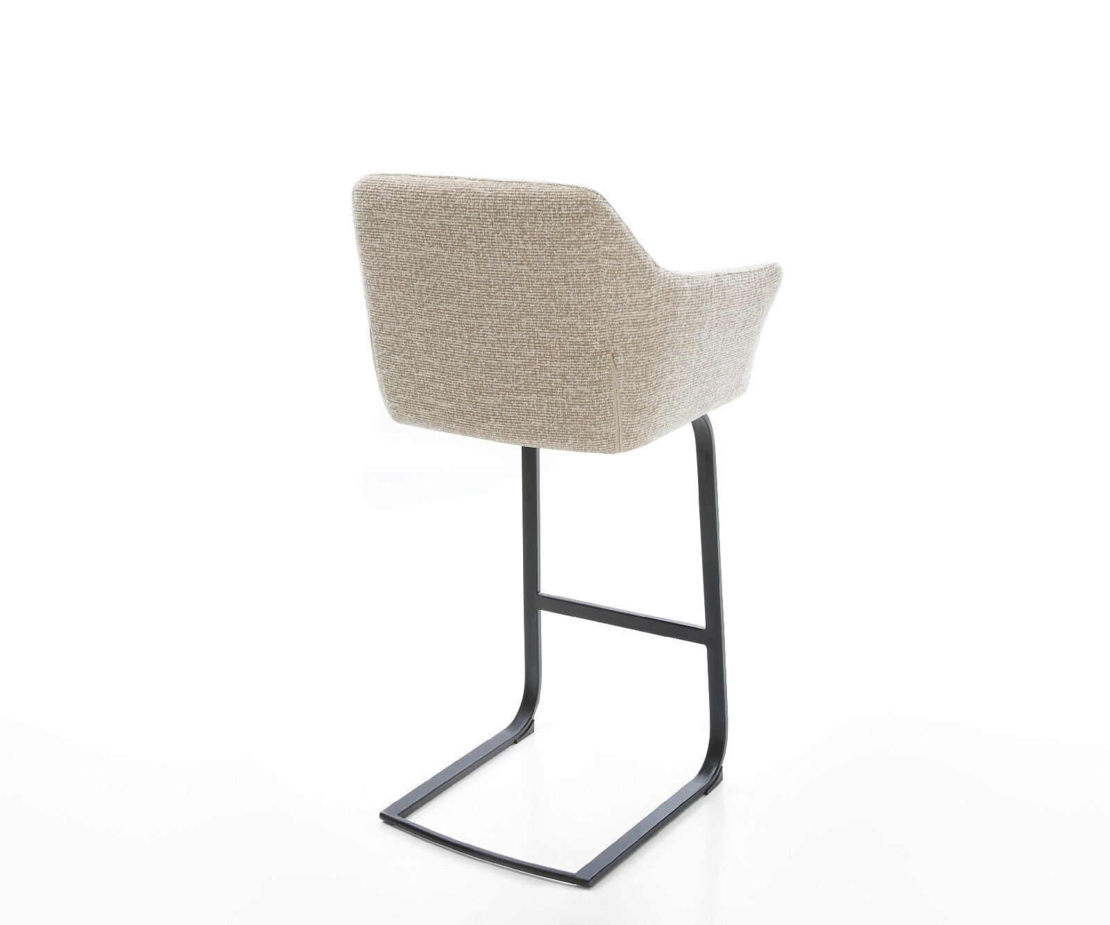 Barstoel Yulo-Flex Zachte Geweven stof Beige Vrijkantelframe plat metaal Zwart 5
