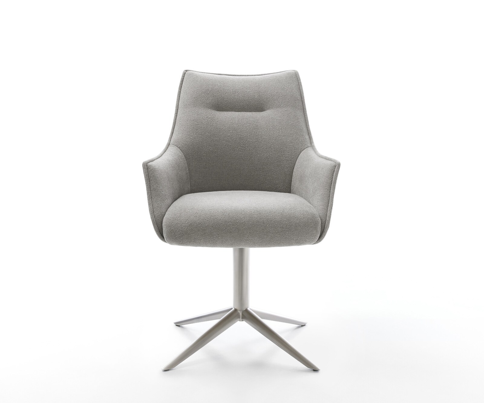Draaistoel Alja-Flex met armleuning zachte stof met structuur grijs kruispoot roestvrij staal 360° draaibaar rocker-functie pocketveer kern 2