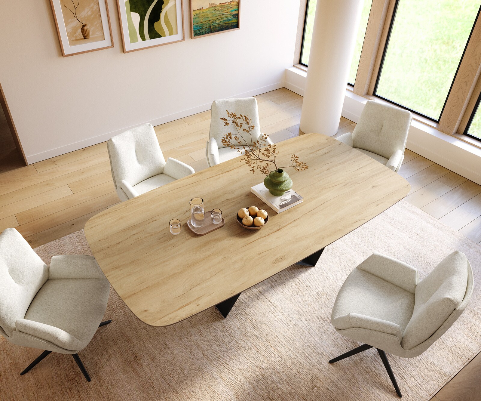 Eettafel Edge Boot 240x120 cm Keramiek Laminam® Sabbia Eichefarbig Spider Flachstahl Zwart 3