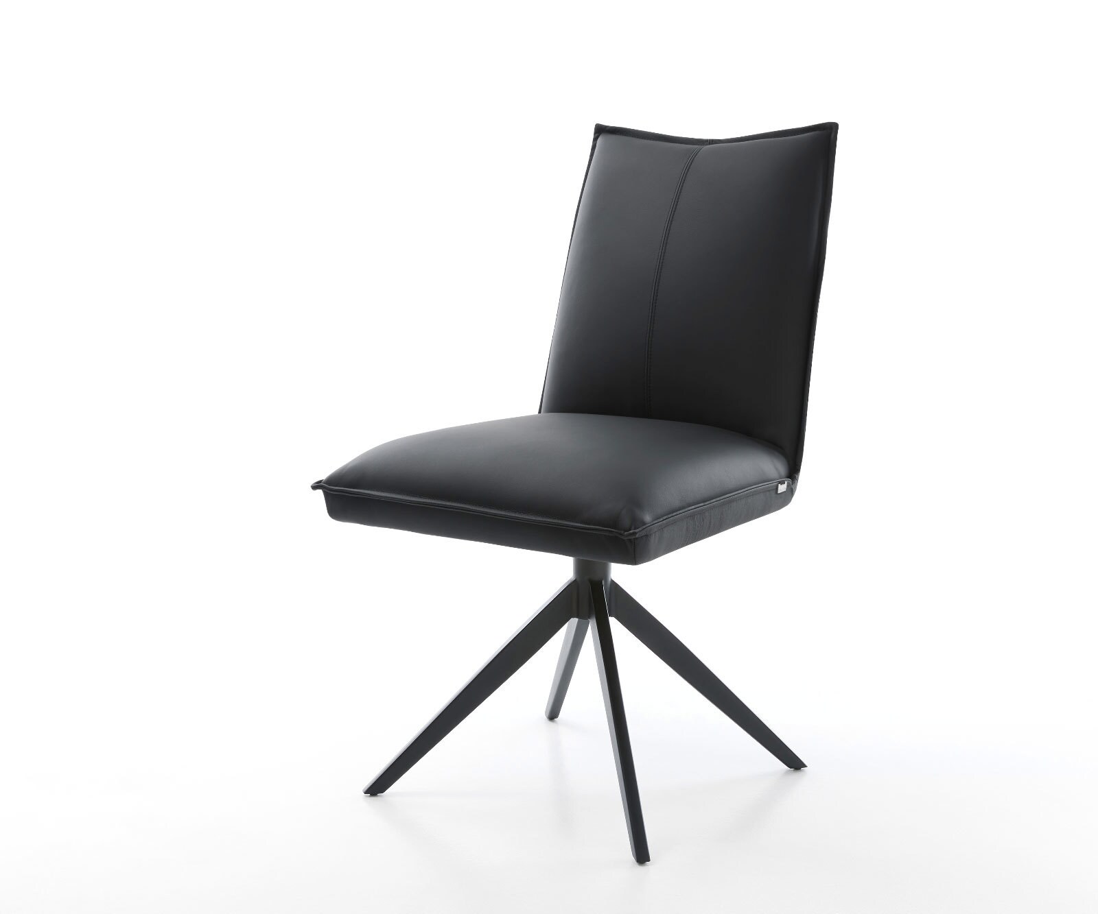 Draaistoel Lelio-Flex echt leer zwart kruisframe breed zwart 360° draaibaar rocker-functie pocketveer kern
