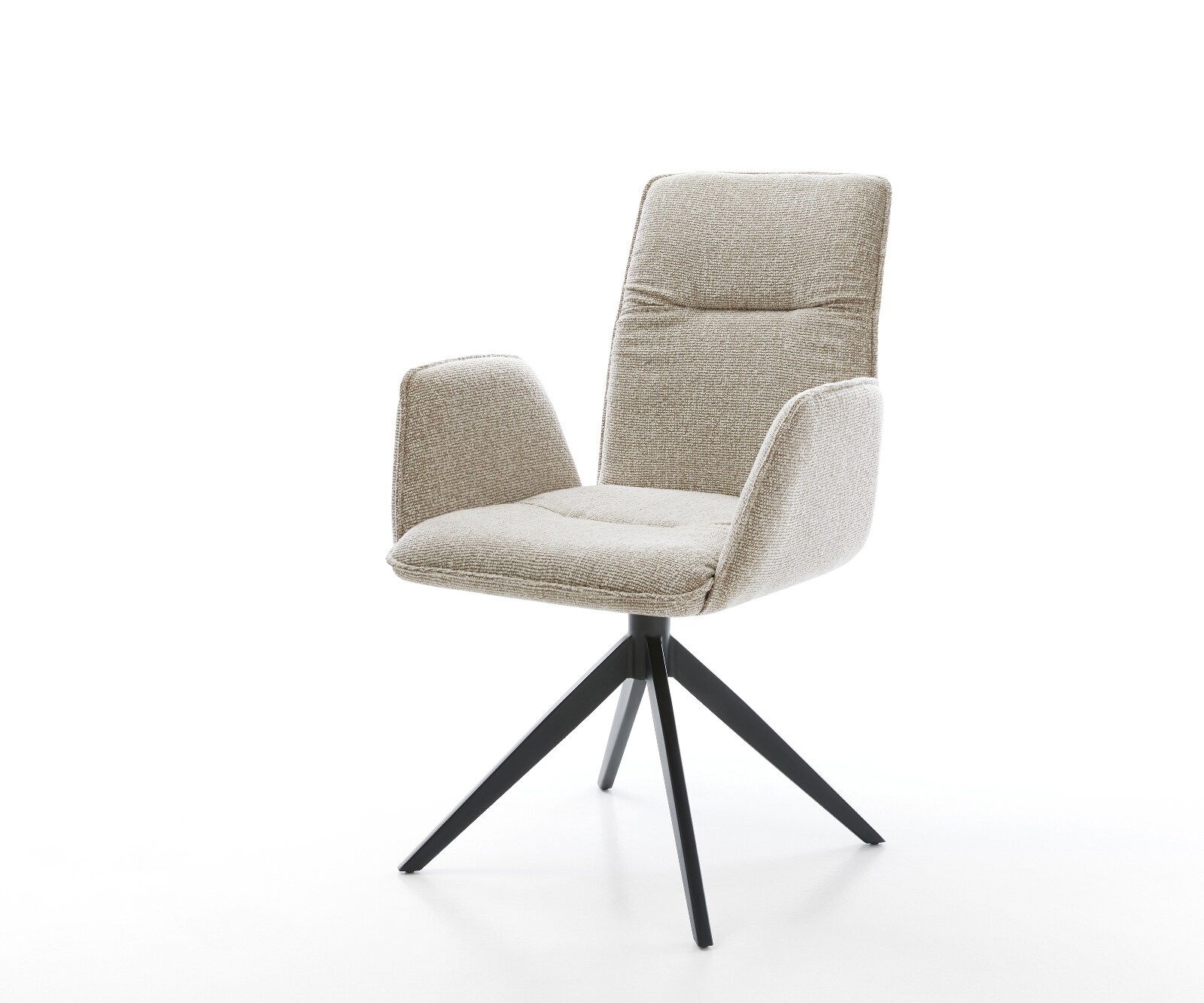 Draaistoel Vinja-Flex geweven stof beige kruisframe breed zwart 360° draaibaar rocker-functie