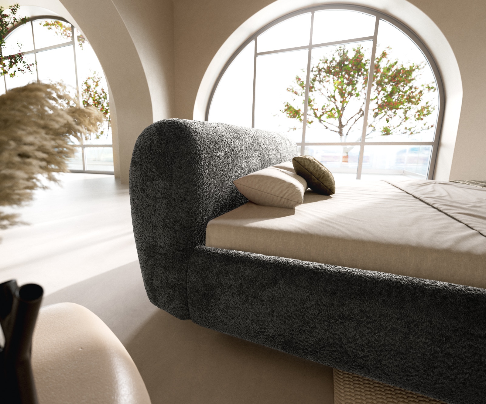 Gestoffeerd.bed Shona 180x200 cm teddy stof grijs 4 Gestoffeerd.bed Shona 180x200 cm teddy stof grijs 4