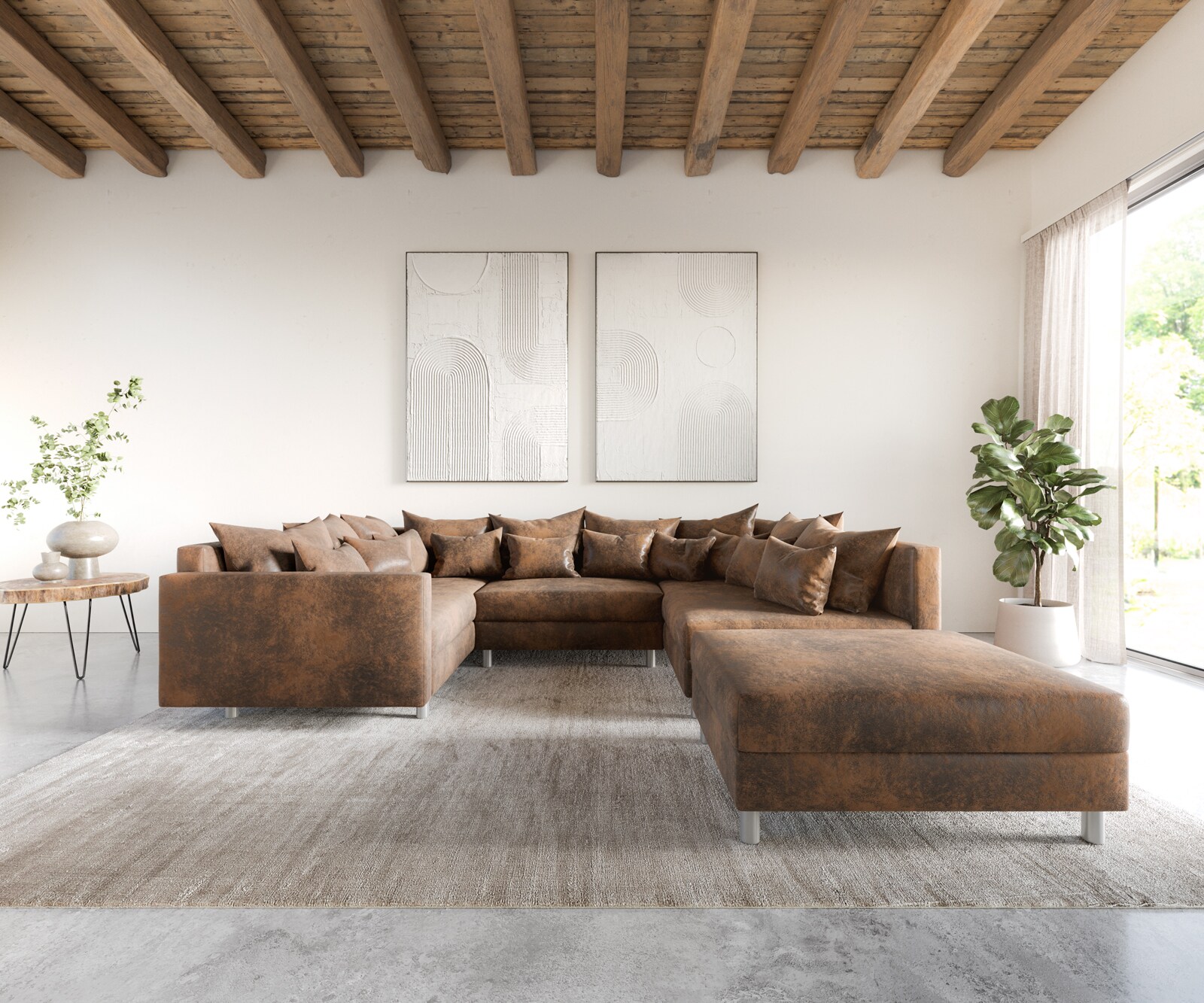 Woonlandschap Clovis bruin antiek optiek modulaire armleuning 6 Woonlandschap Clovis bruin antiek optiek modulaire armleuning 6