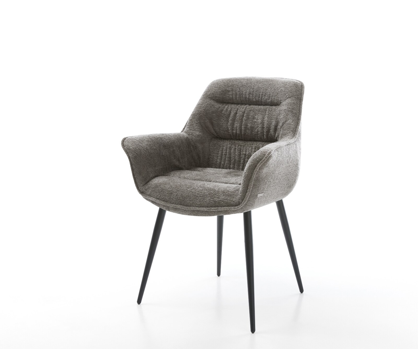 Eetkamerstoel Kaira-Flex bouclé zacht mud 4-poot conisch zwart 1