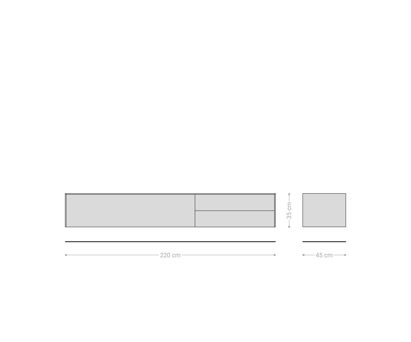 Tv-meubel Cuor 220 cm Keramiek Laminam® Emperador Extra Lucidato Donkerbruin 1 Flap 2 Laden Zwevend 8