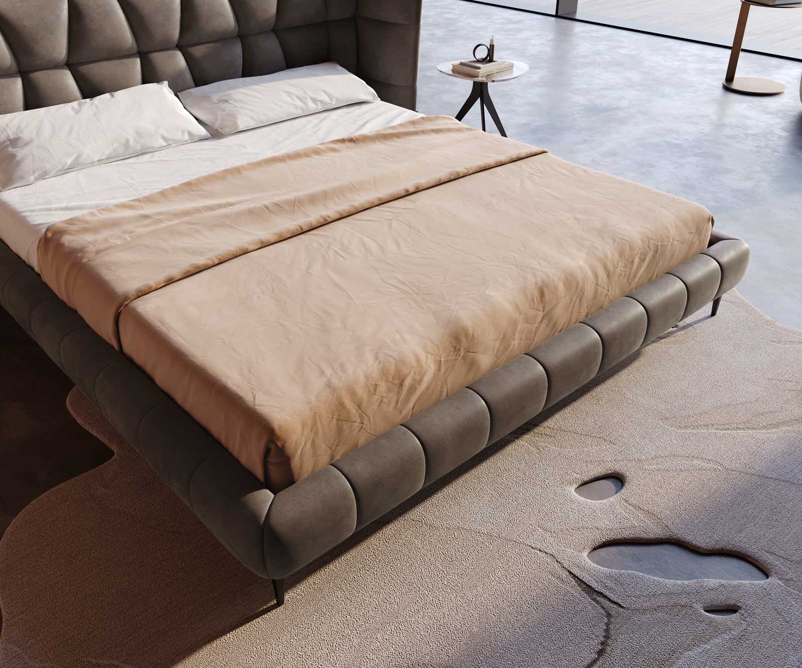 Capujo gestoffeerd bed 180x200 cm microvezel taupe vintage 4 Capujo gestoffeerd bed 180x200 cm microvezel taupe vintage 4