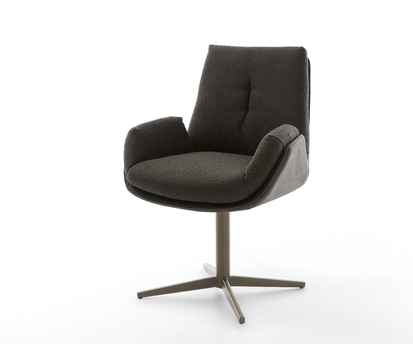 Draaistoel Clea-Flex materiaalmix zwart kruispoot afwerking met titanium 360° draaibaar