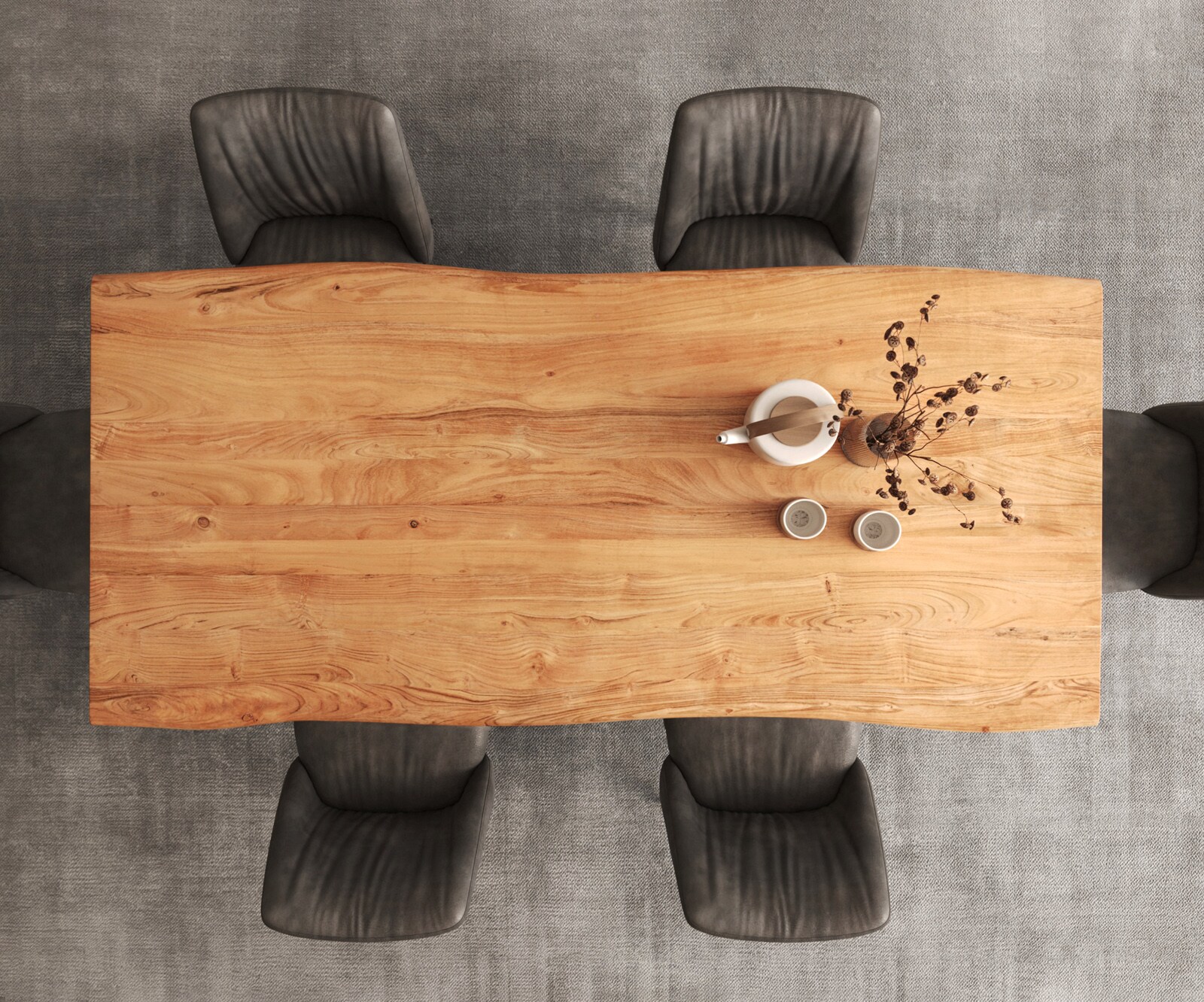 Eetkamertafel Edge 200x100 acacia natuurW-frame metaal zwart Live-Edge 5