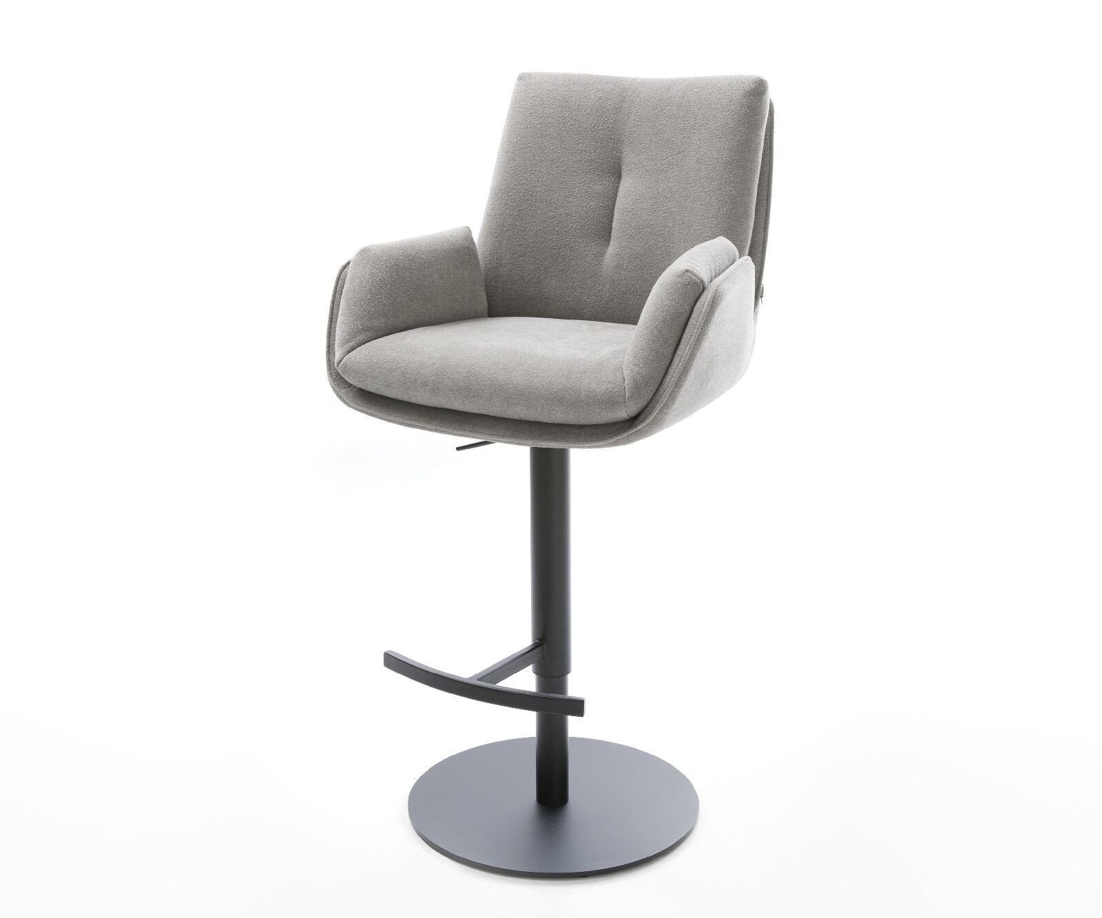 Barstoel Clea-Flex structuurstof zacht grijs draaivoet in hoogte verstelbaar metaal draaibaar pocketvering 1