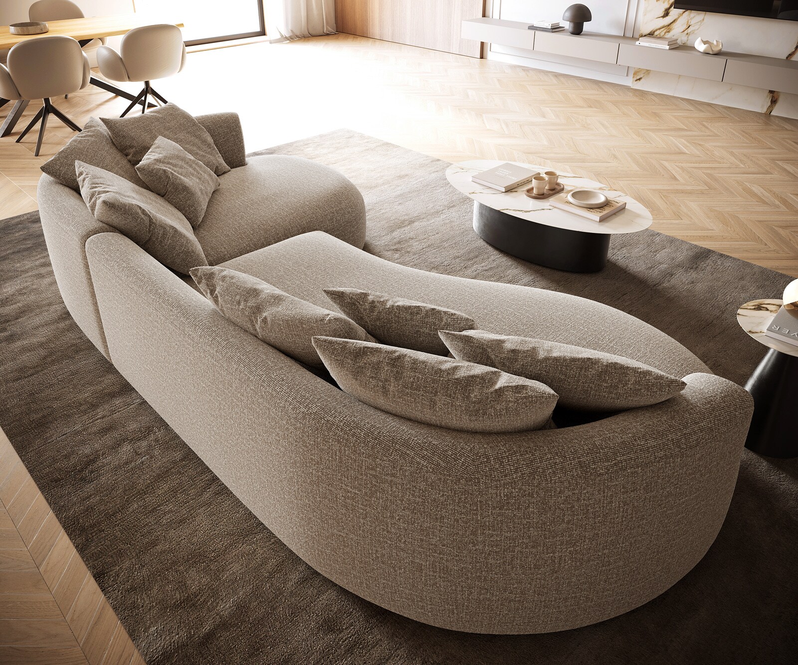 Big-Sofa Edina 330x170 cm geweven stof Soft Beige 5