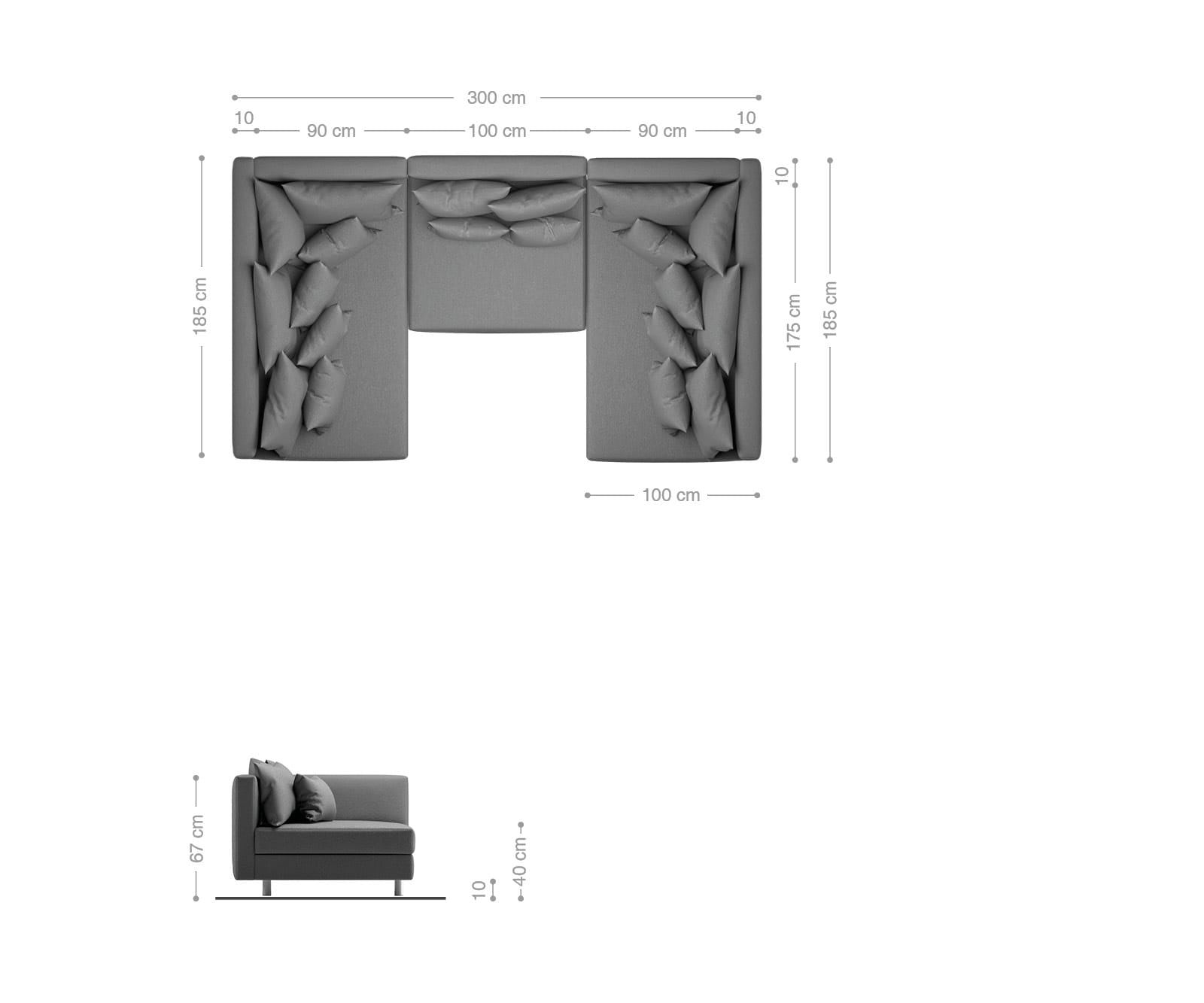 Woonlandschap Clovis grijs vlak geweven modulaire bank 6 Woonlandschap Clovis grijs vlak geweven modulaire bank 6