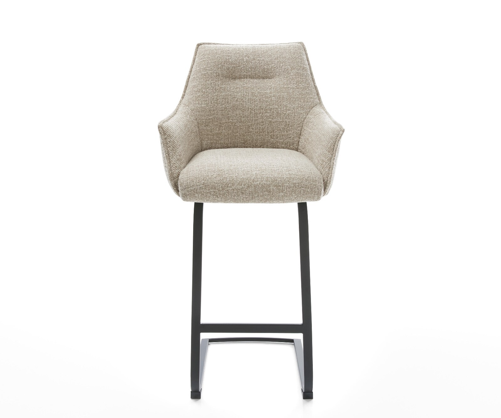 Barstoel Alja-Flex Zachte Geweven stof Beige Vrijkantelframe plat metaal Zwart Pocketvering 2