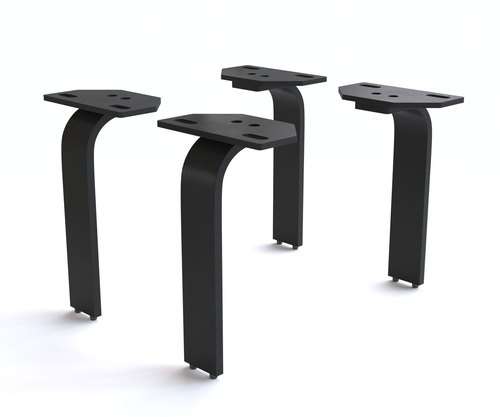 Poot L-vormig 20 cm metaal zwart voor alle soorten meubels (set van 4) 1