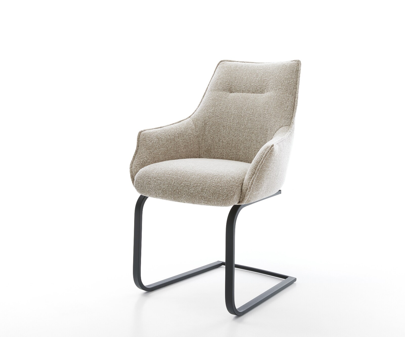 Sledemodel Alja-Flex met armleuning geweven stof beige sledemodel vlak zwart pocketveer kern 1