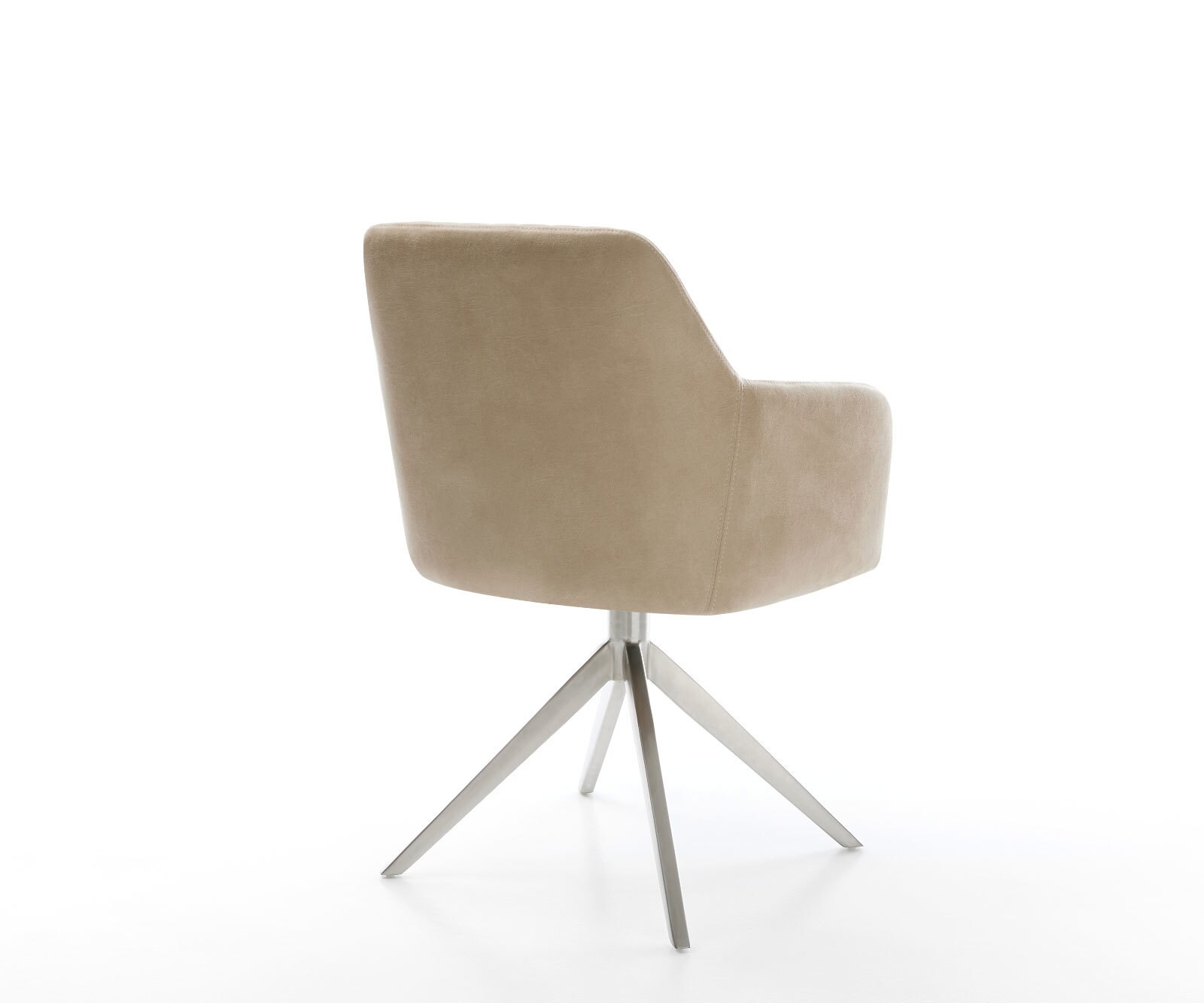 Draaistoel Greg-Flex microvelours beige vintage kruisframe breed roestvrij staal 360° draaibaar rocker-functie pocketveer kern 4