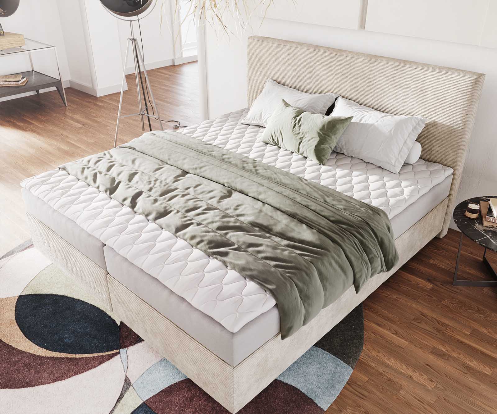 Boxspring-Bed Dream-Well Cord Beige 180x200 cm met matras en topper 3