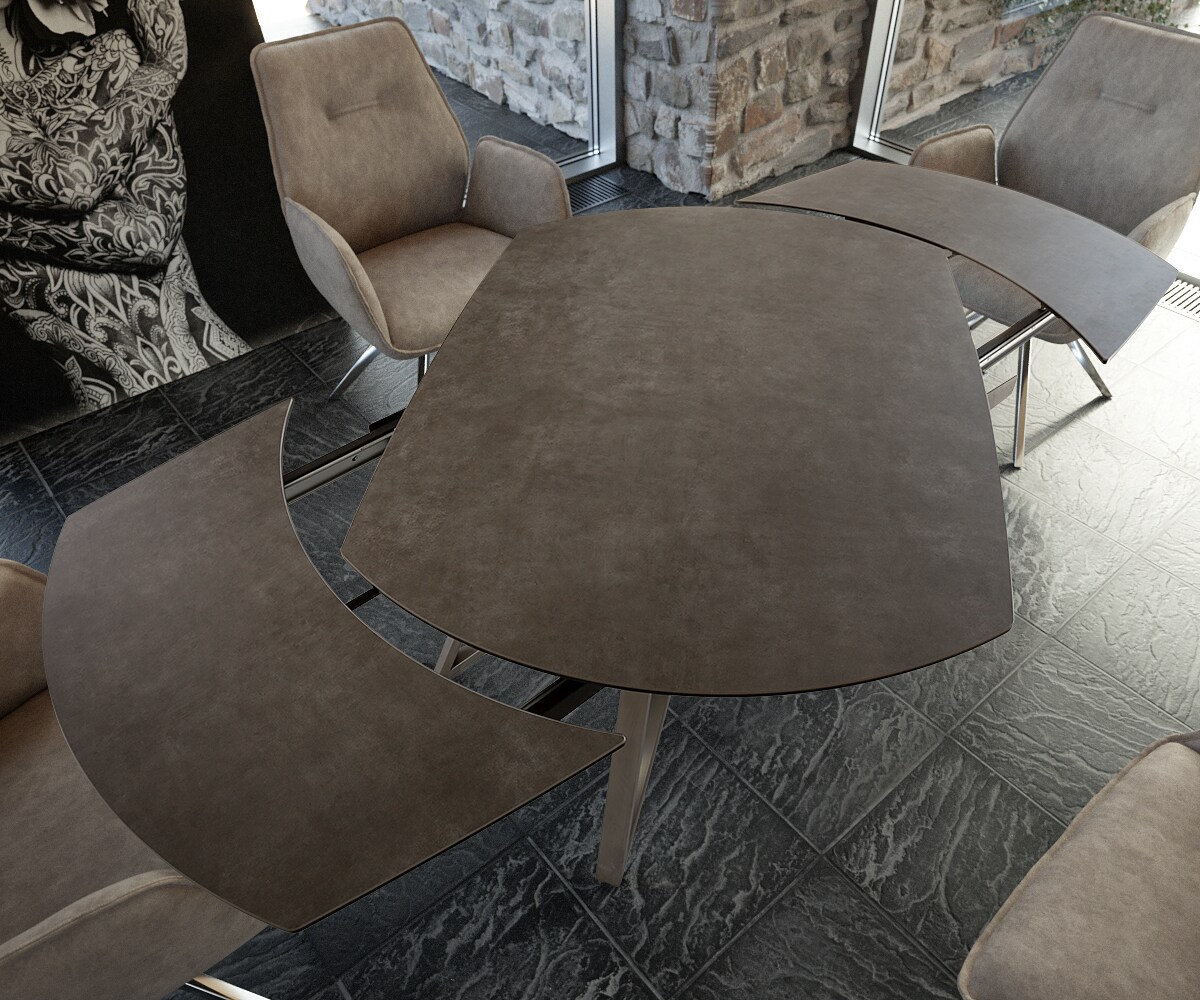 Eettafel Carlow 130/200x95 cm keramisch bruin roestvrij staal uitschuifbaar 3