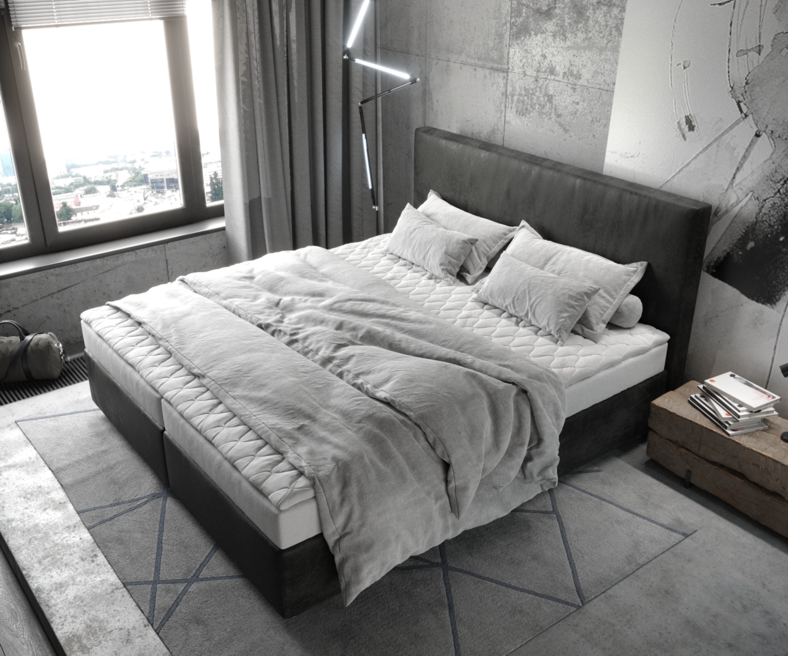 Boxspring-bed Dream-Well 180x200 cm Antraciet Vintage Microvezel stof 3 Boxspring-bed Dream-Well 180x200 cm Antraciet Vintage Microvezel stof 3
